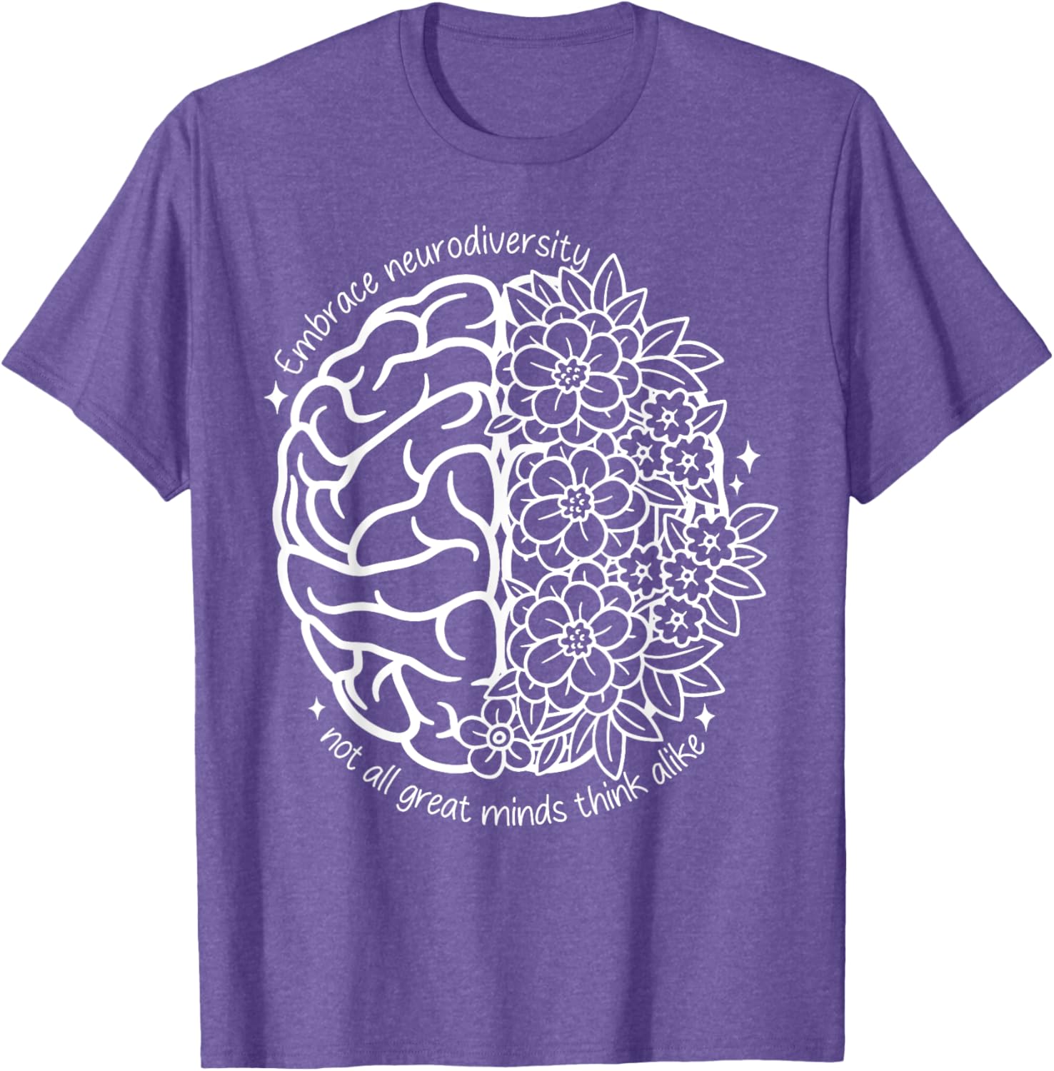 Embrace Neurodiversity Autism Awareness Brain Flower Support T-Shirt - 10