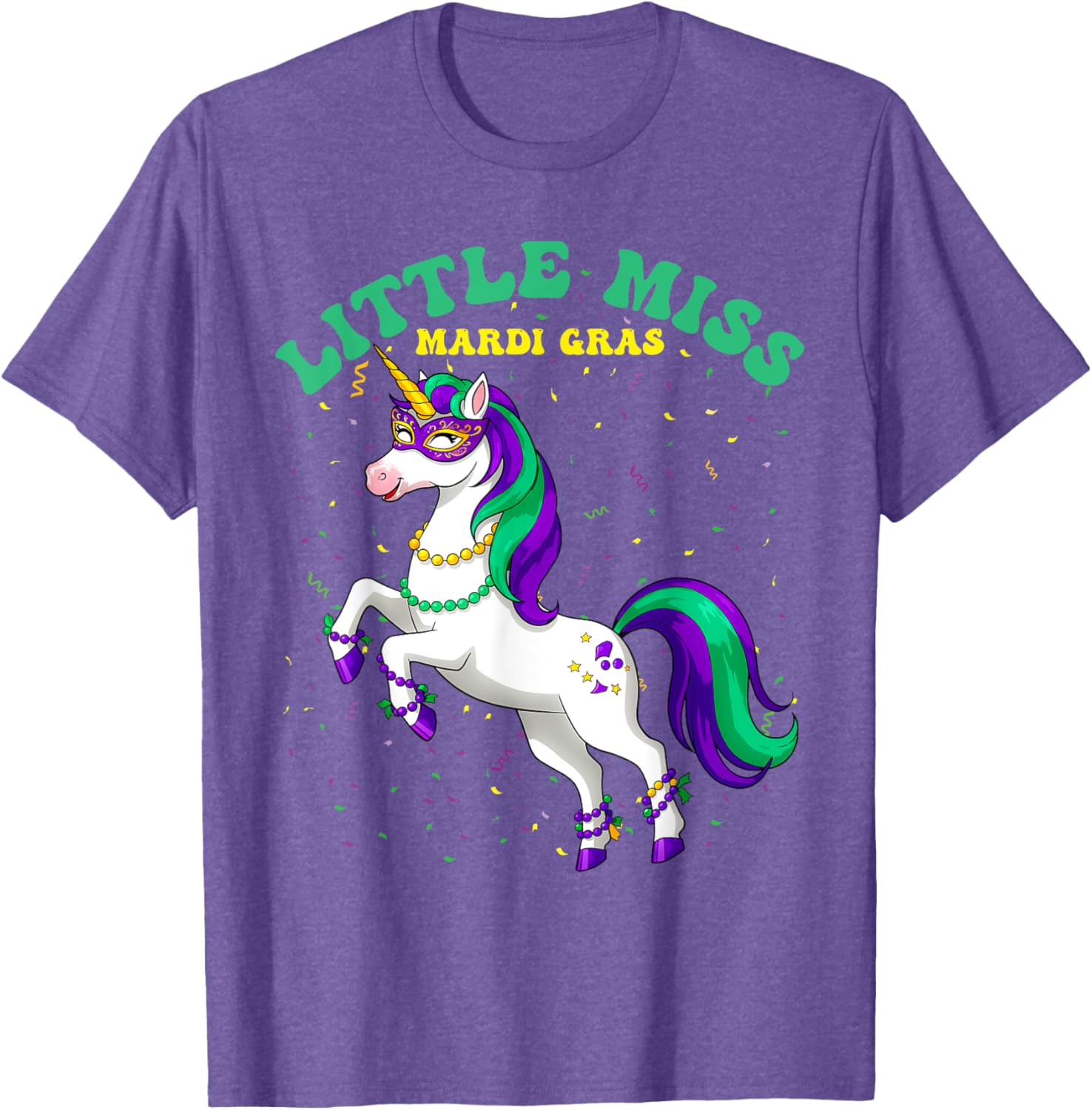 Little Miss Mardi Gras Unicorn T-Shirt for Women and Girls - 15