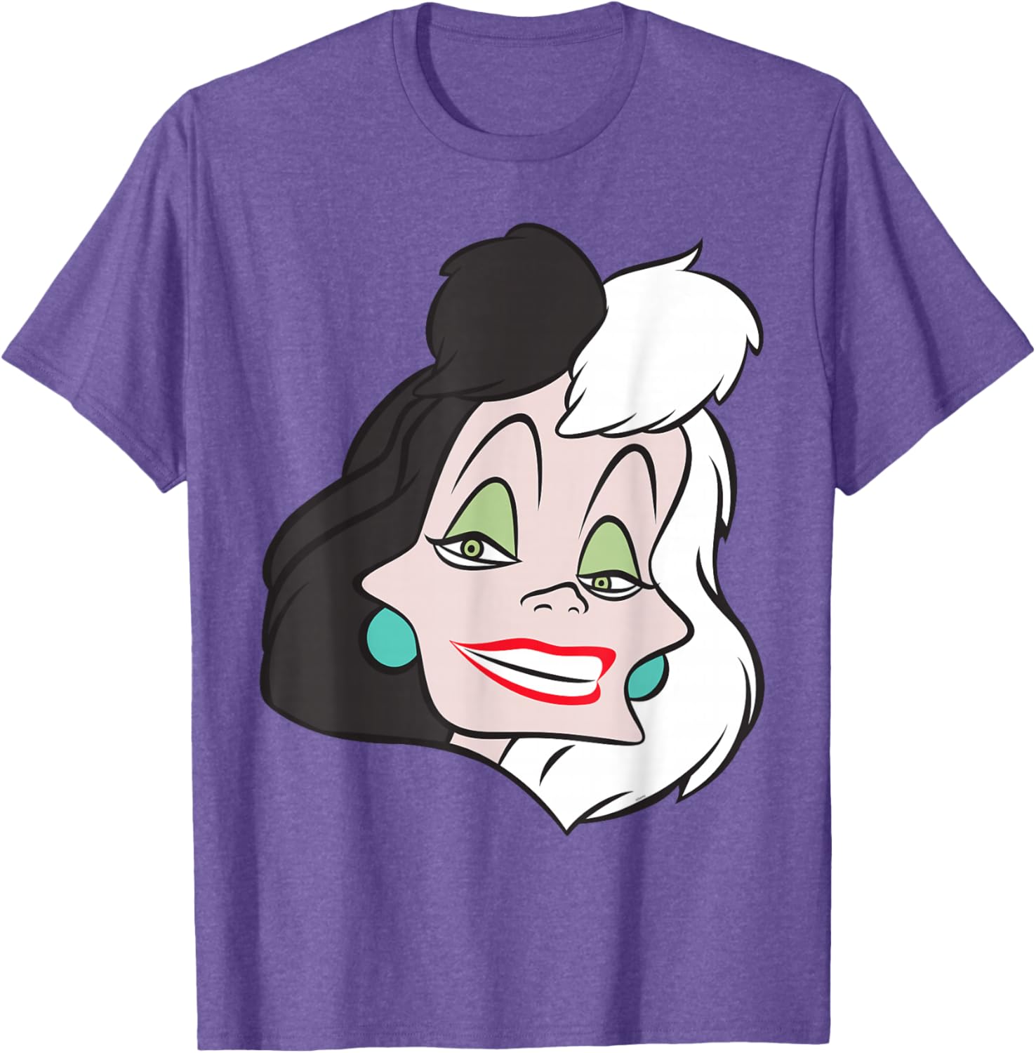 Fashionable Cruella De Vil Big Face T-Shirt for Disney Villains Fans - 15