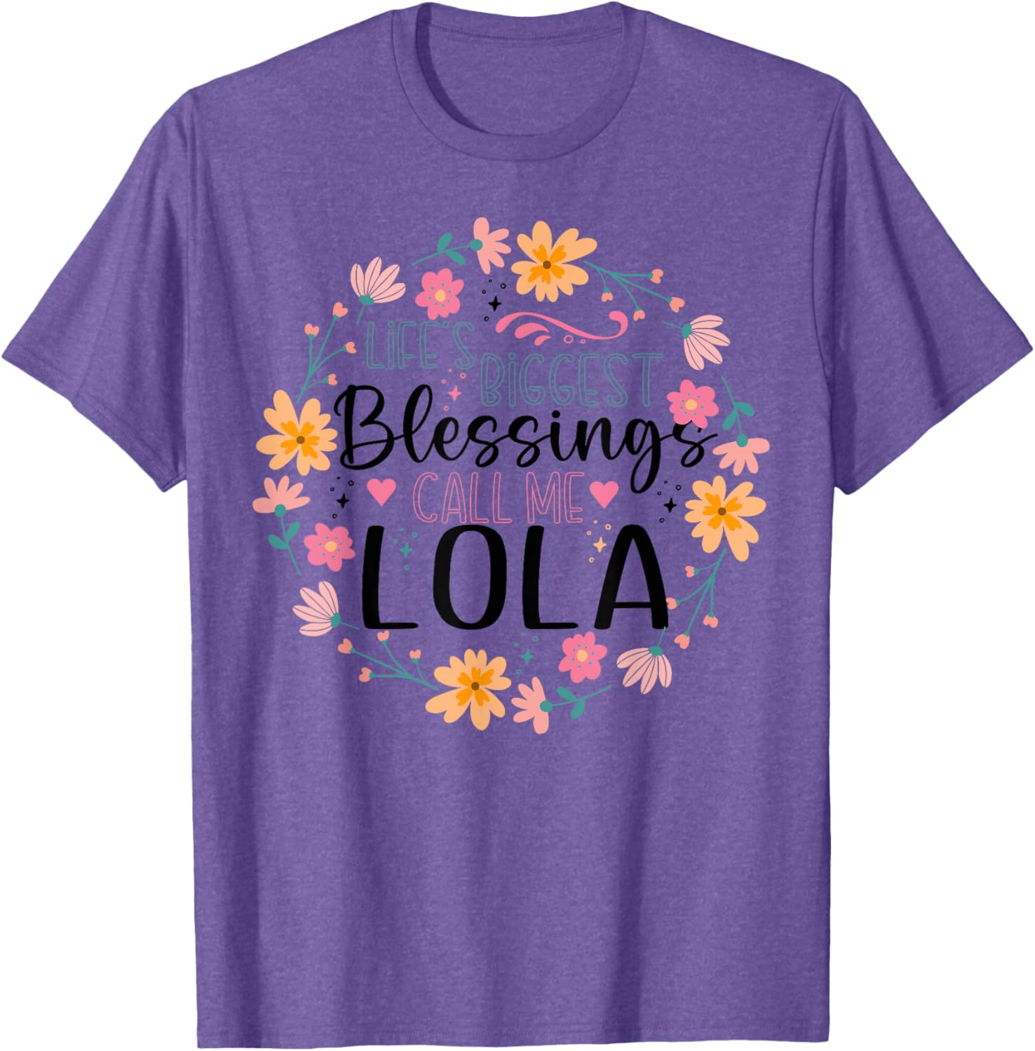 Floral Grandma T-Shirt Life's Greatest Blessings Call Me Lola Gift Idea - 2