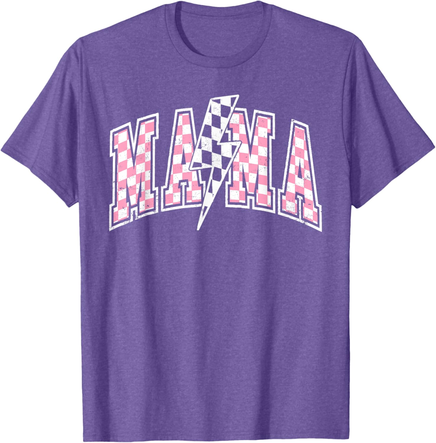 Mama Lightning Bolt Checkered Mom T-Shirt for Stylish Moms - 11