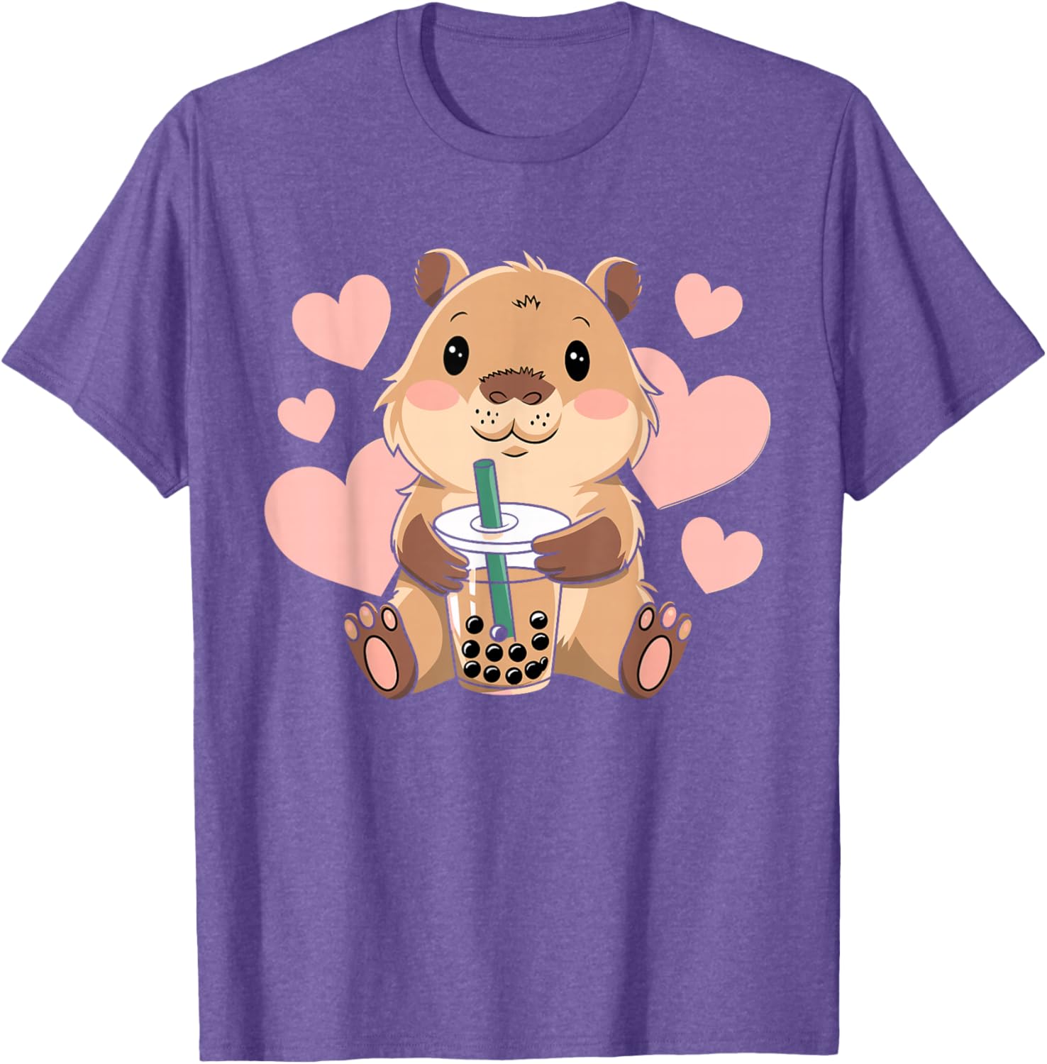 Cute Capybara Boba Tea T-Shirt for Women, Teens, and Kids - 15