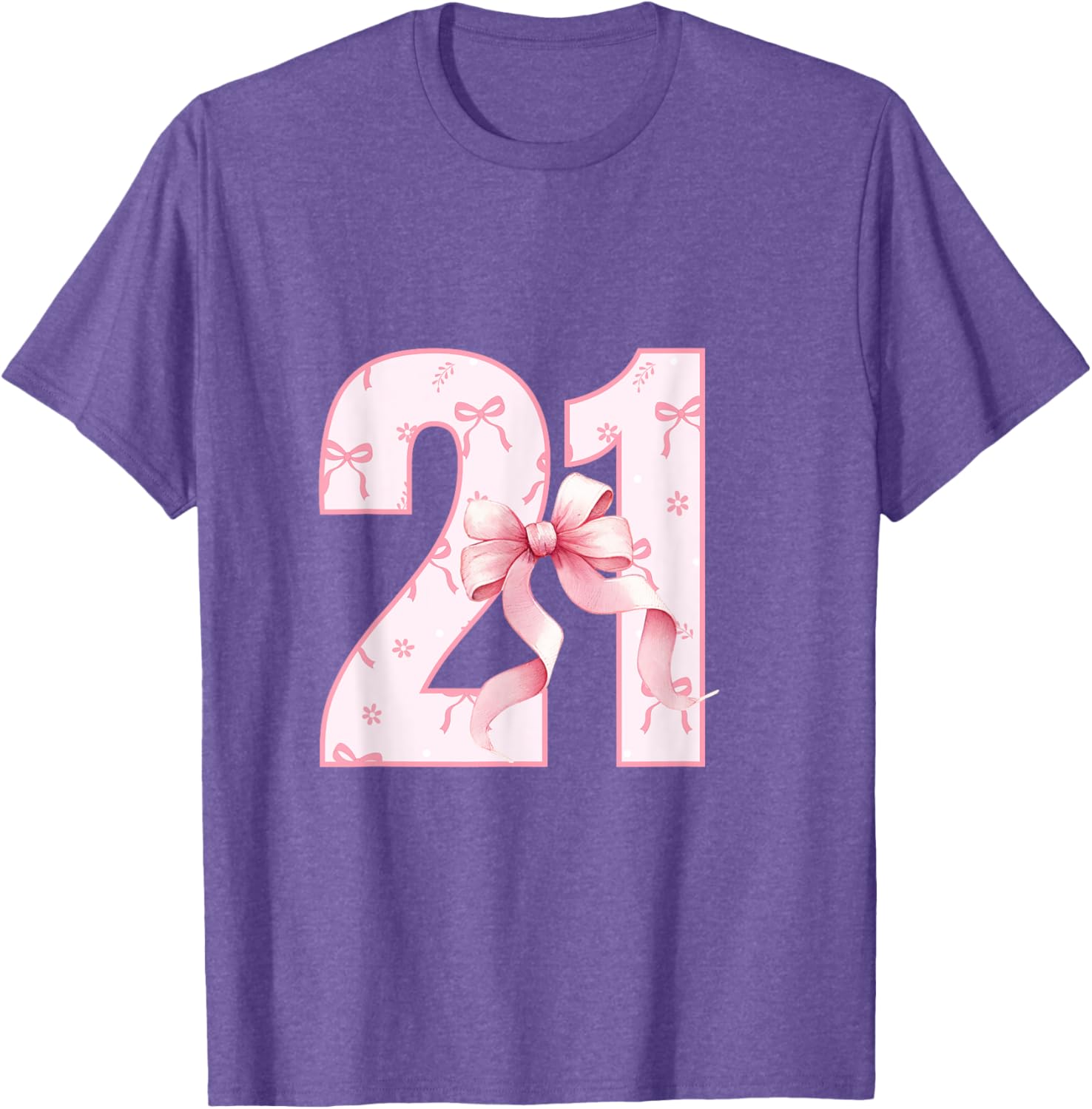 Cute Pink Coquette Bow Birthday Girl T-Shirt for 21st Celebration - 14