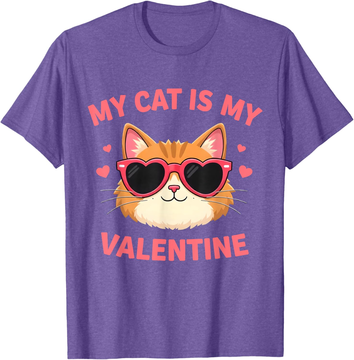 Cute Cat Lover Valentine's Day T-Shirt with Hearts for Cat Owners - 4