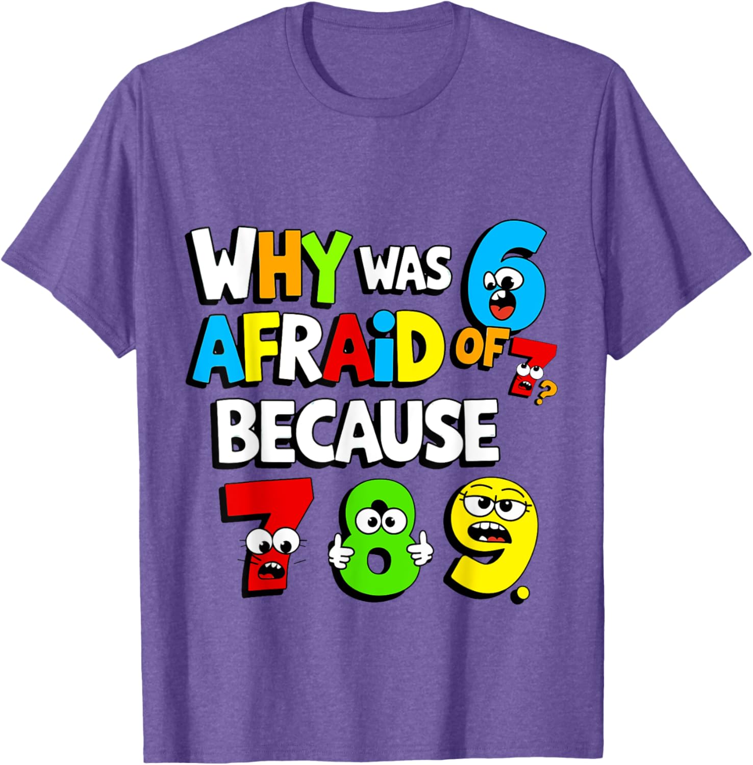 Funny Math Day T-Shirt Kids Why Was 6 Afraid of 7 Costume - 4