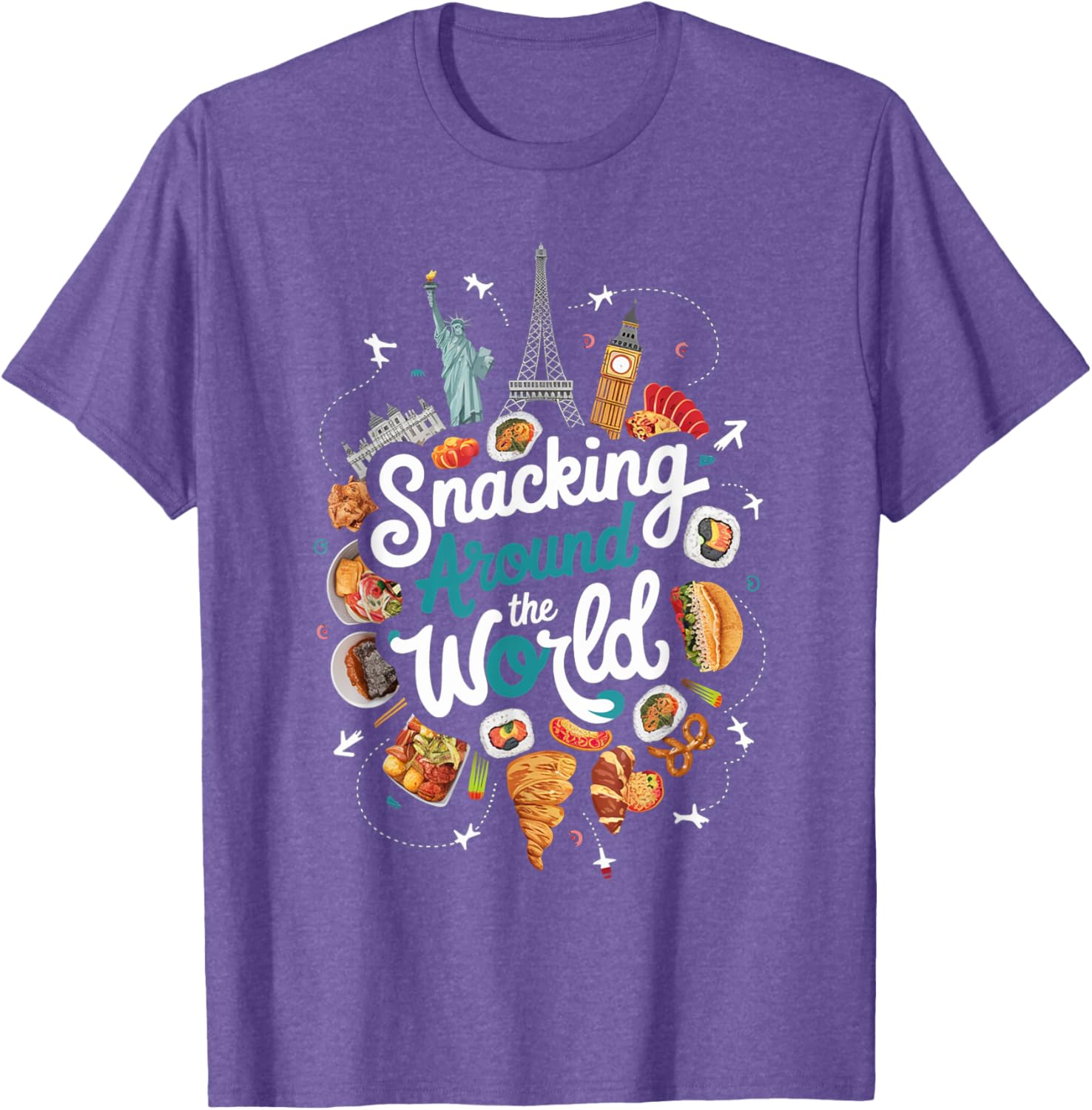 Snacking Around The World T-Shirt for Food Lovers in Travel Style - 20