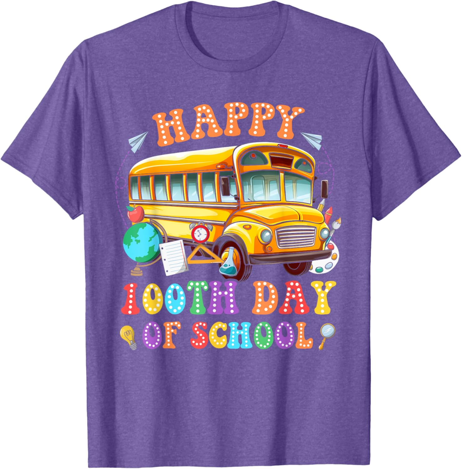 Happy 100th Day School Bus Driver Kids T-Shirt Fun School Celebration - 13