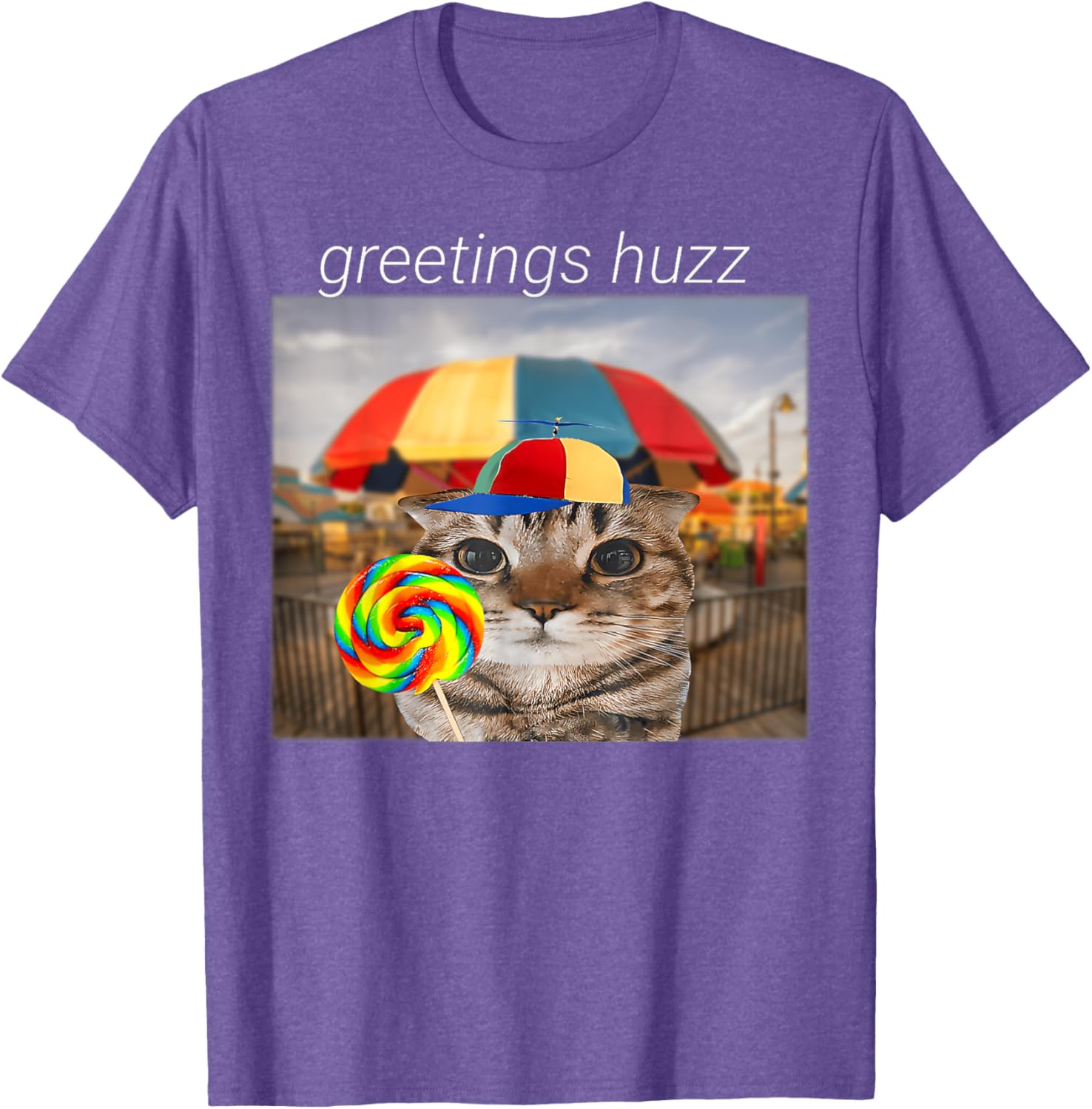Funny Cat Huzz Meme T-Shirt for Men and Women - Cute Lollipop Design - 8