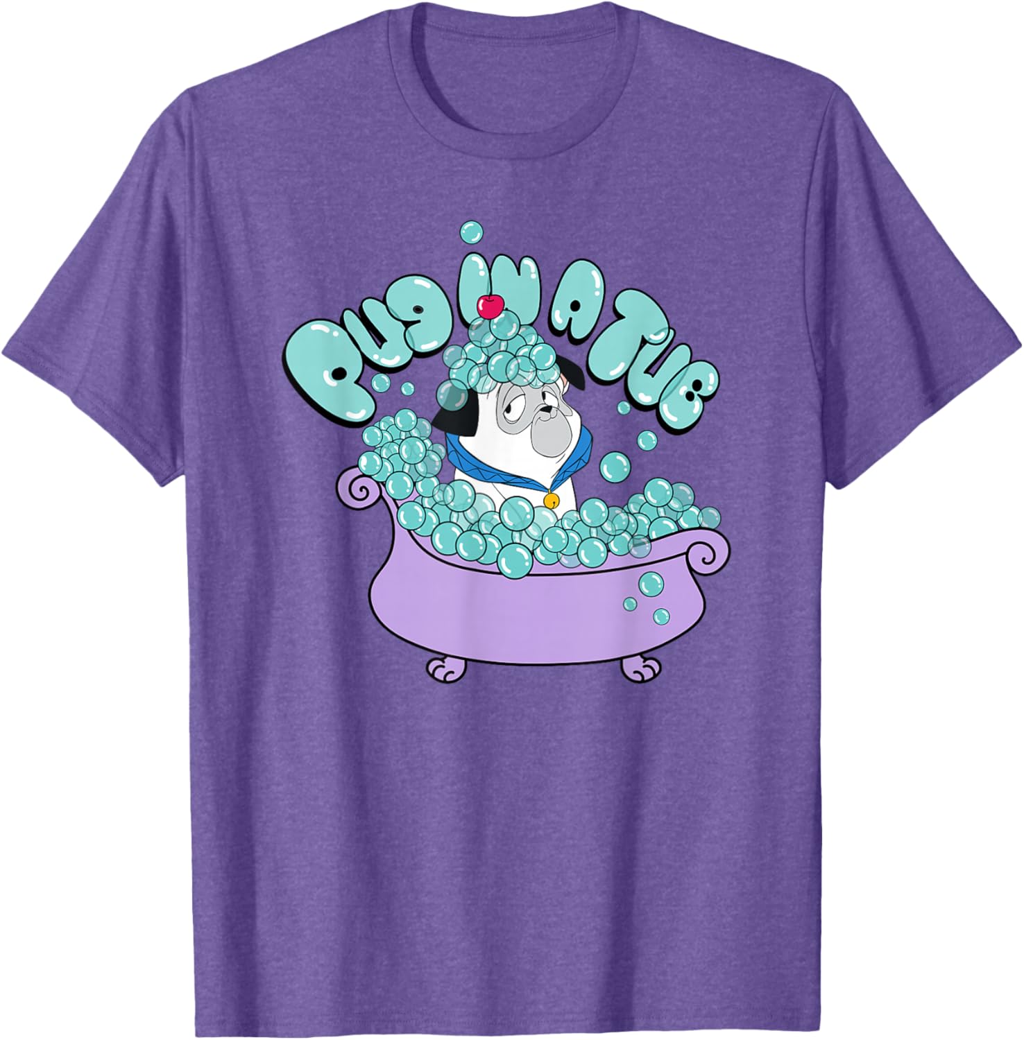 Cute Disney Pocahontas Pug in a Tub Percy Big Chest Logo T-Shirt - 5