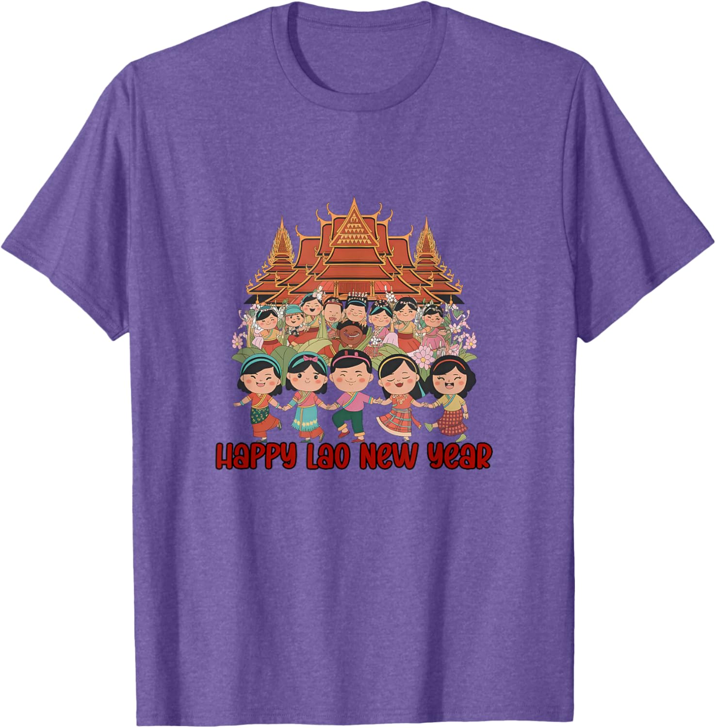 Laos Happy Lao New Year Temple T-Shirt for Celebrating Pi Mai Festival - 18