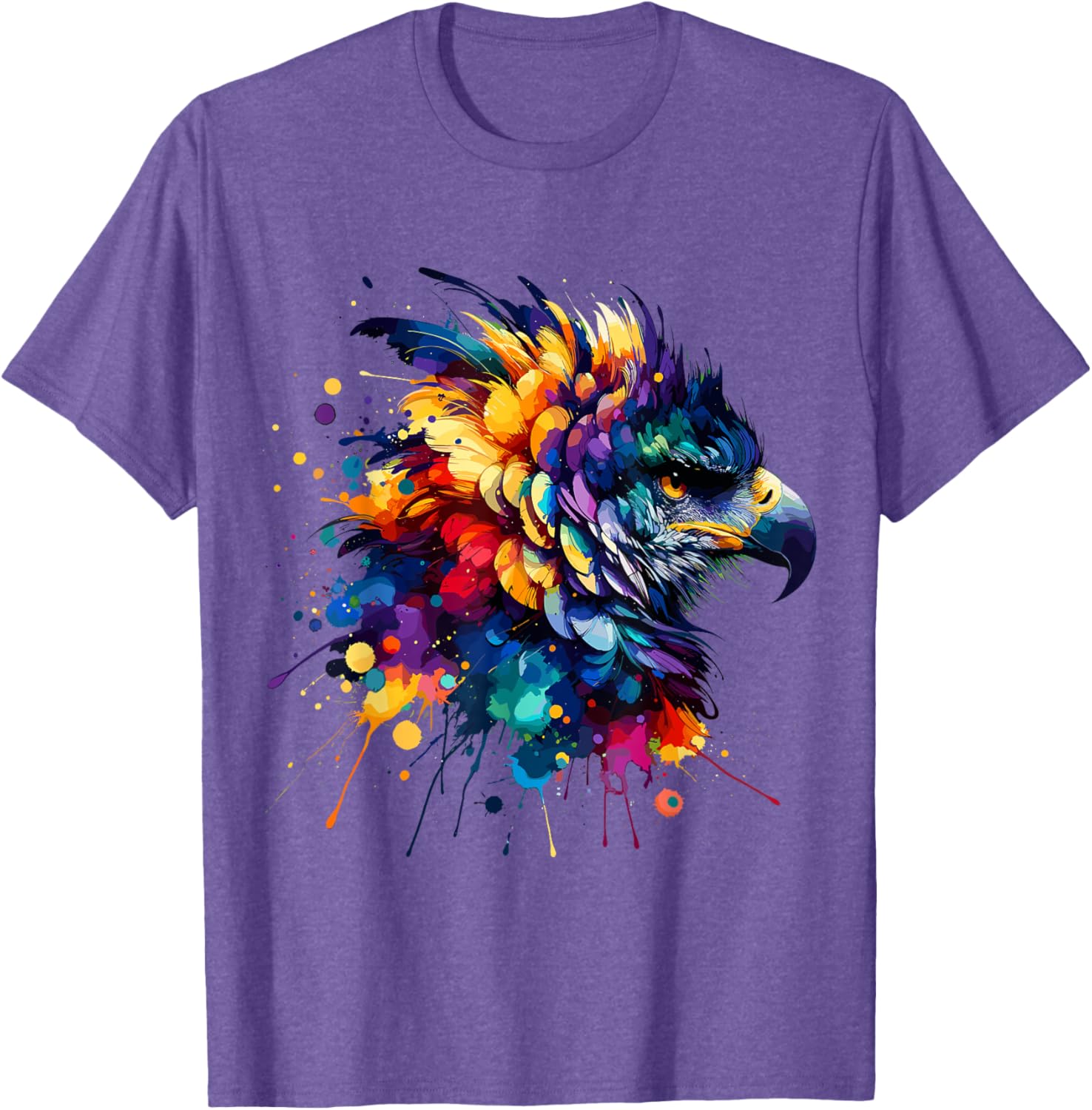 Colorful Harpy Eagle Splash Art T-Shirt for Nature Lovers and Wildlife Fans - 7