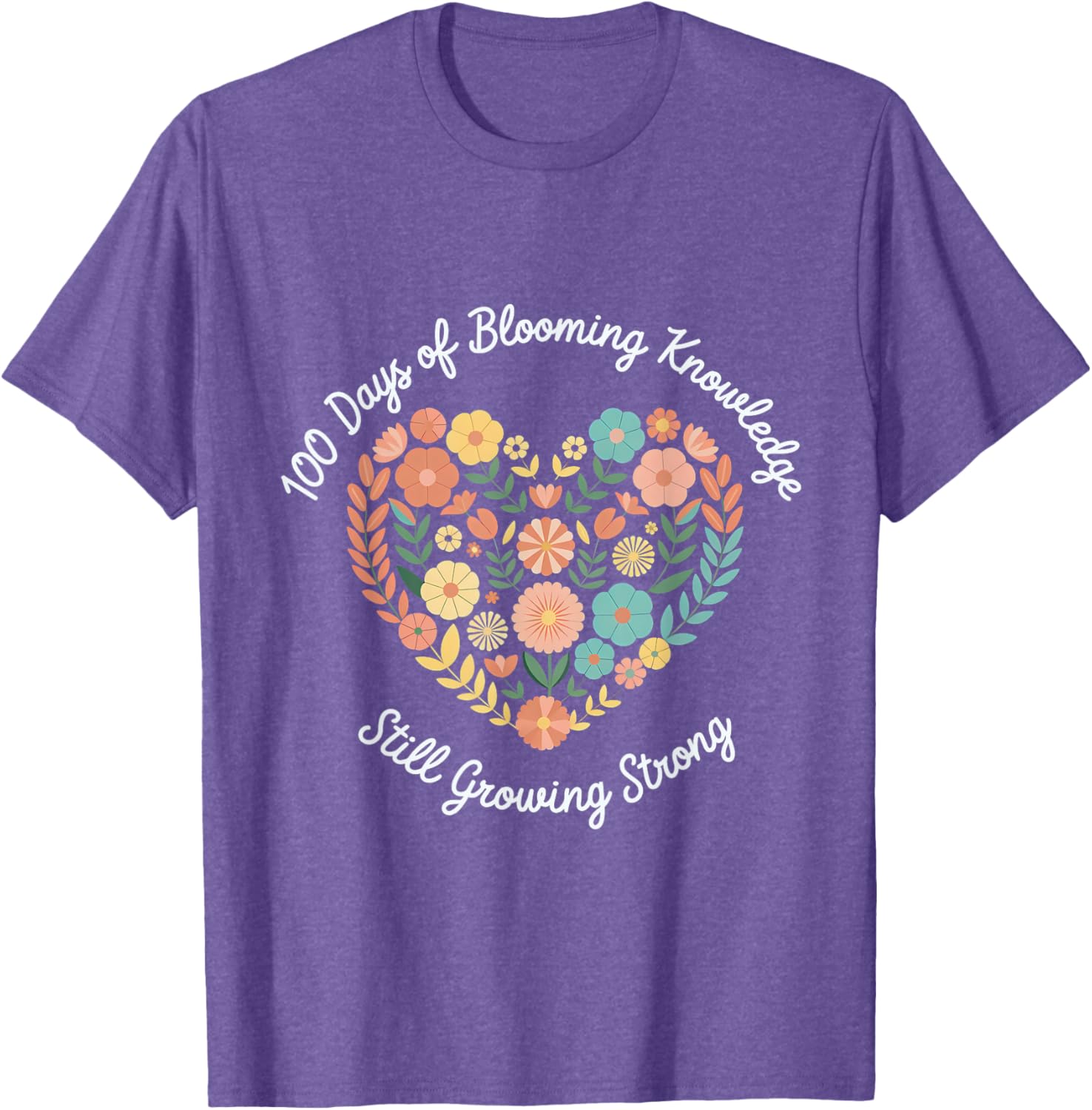 Boho Flowers 100th Day of School Teacher T-Shirt for Classroom Fun - 19