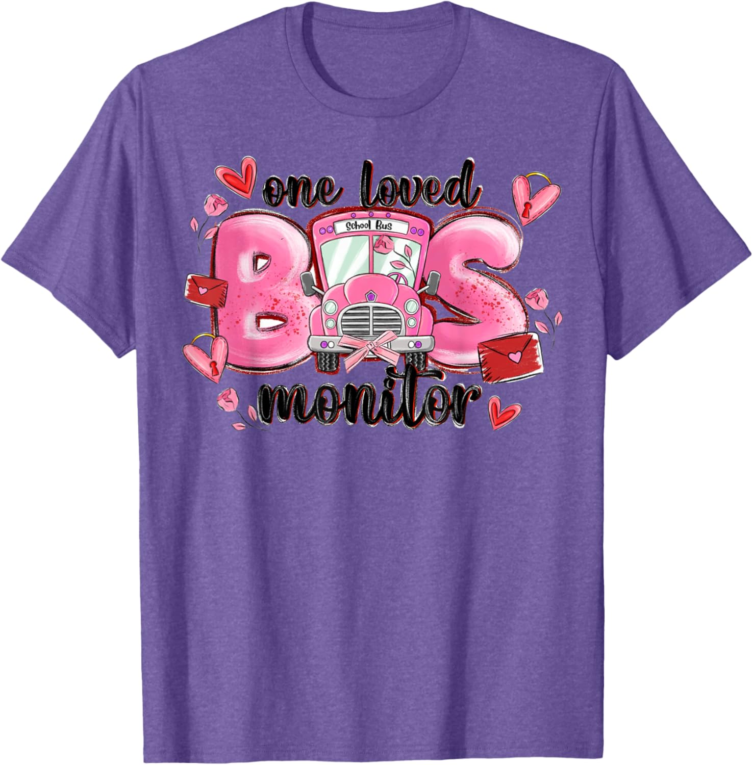 One Loved Bus Monitor Valentine's Day T-Shirt for Kids Gift - 16