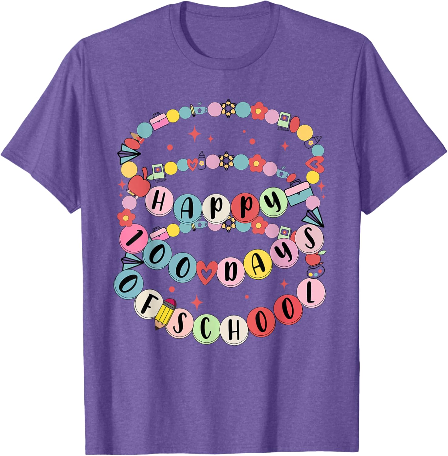 Cute Little Girl 100 Days Of School Friendship Bracelet T-Shirt - 25