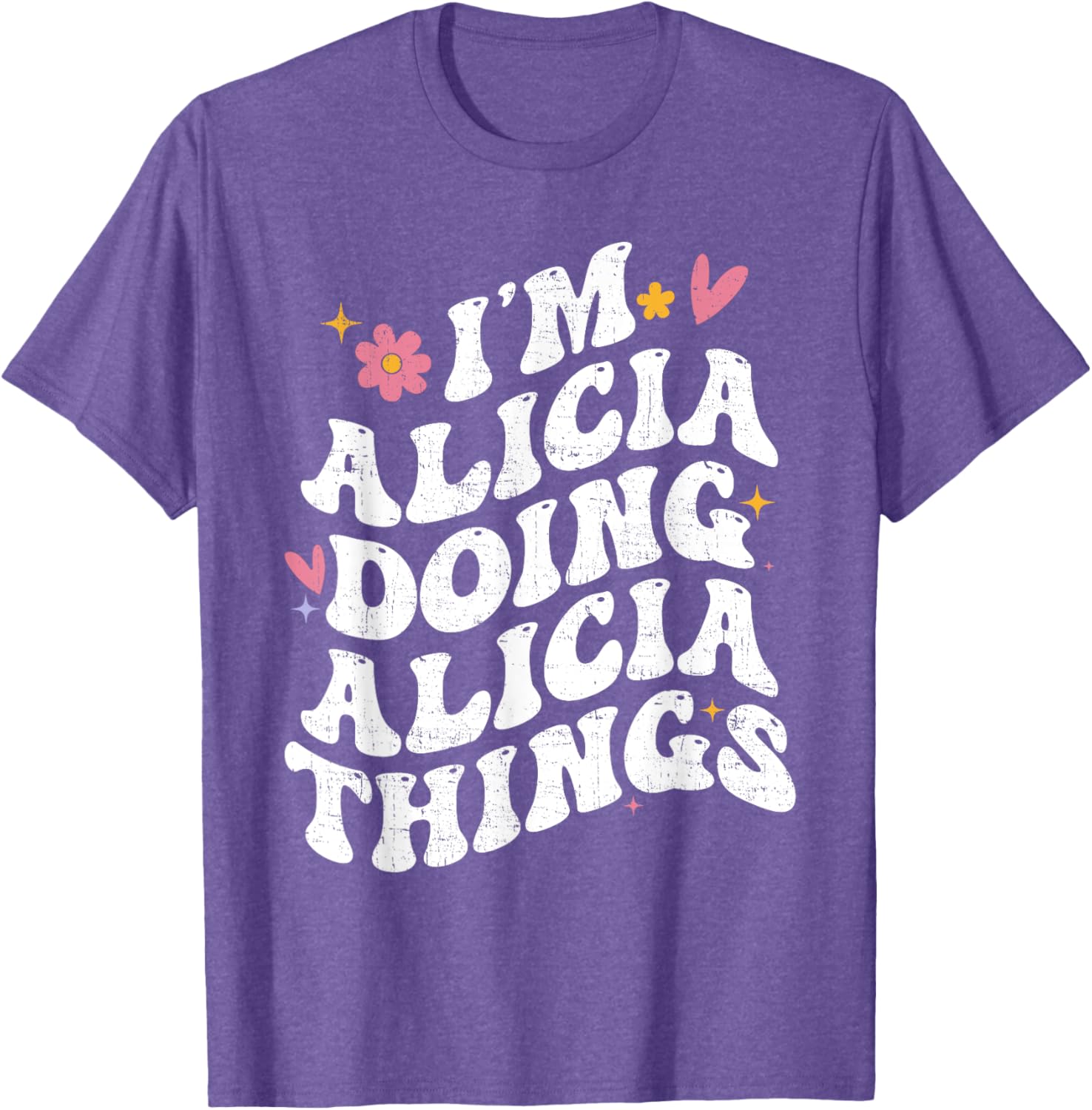 Retro Groovy I'm Alicia Doing Alicia Things Personalized T-Shirt - 9