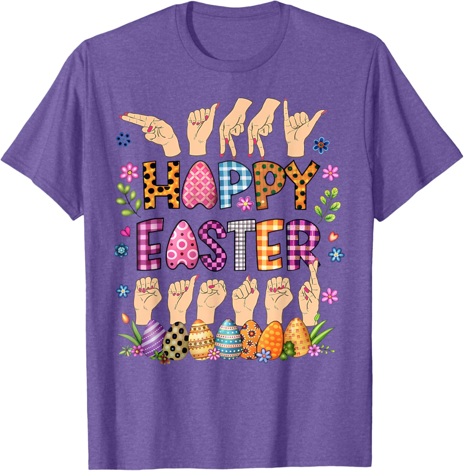 Happy Easter Eggs ASL Teacher T-Shirt for Fun Celebrations - 5