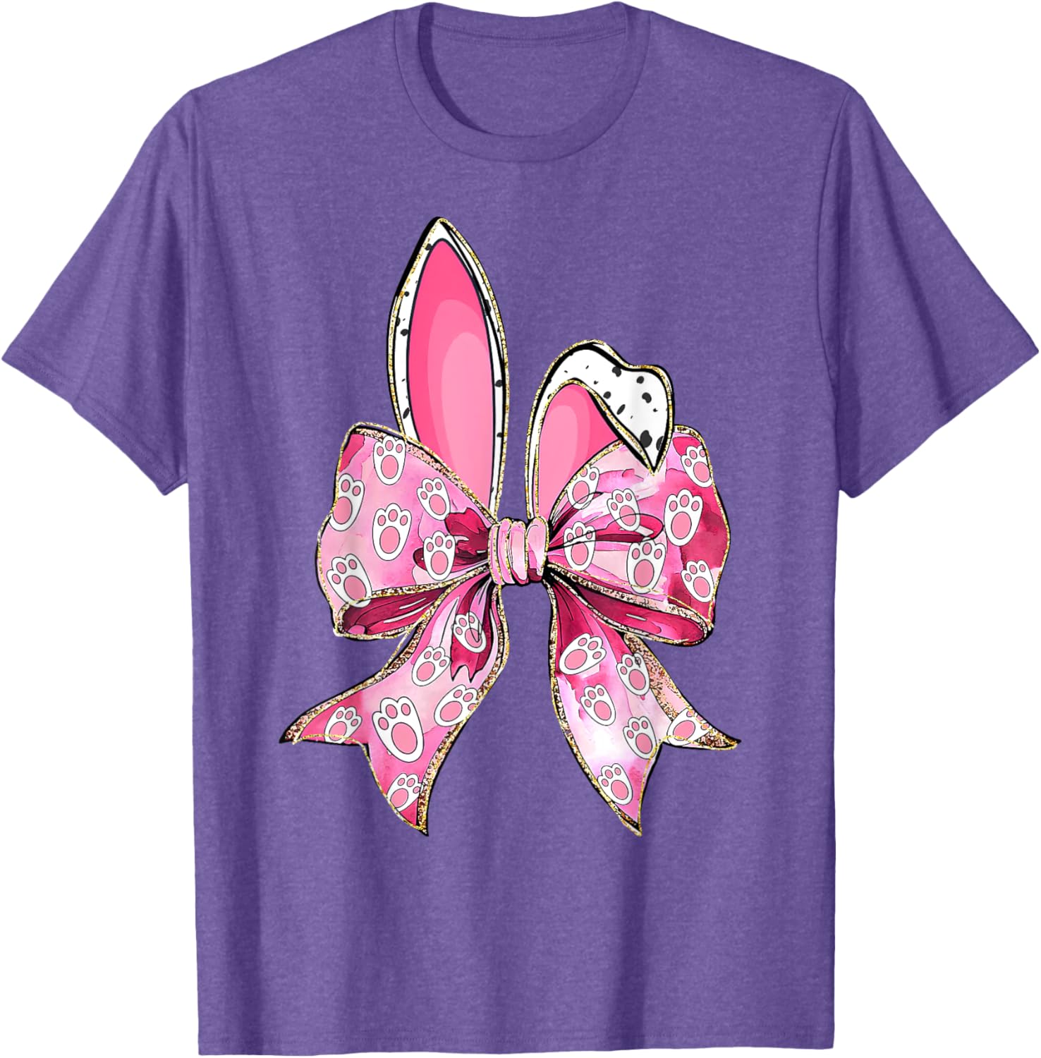 Happy Easter Bunny Coquette Bow Ears T-Shirt for Girls and Women - 16