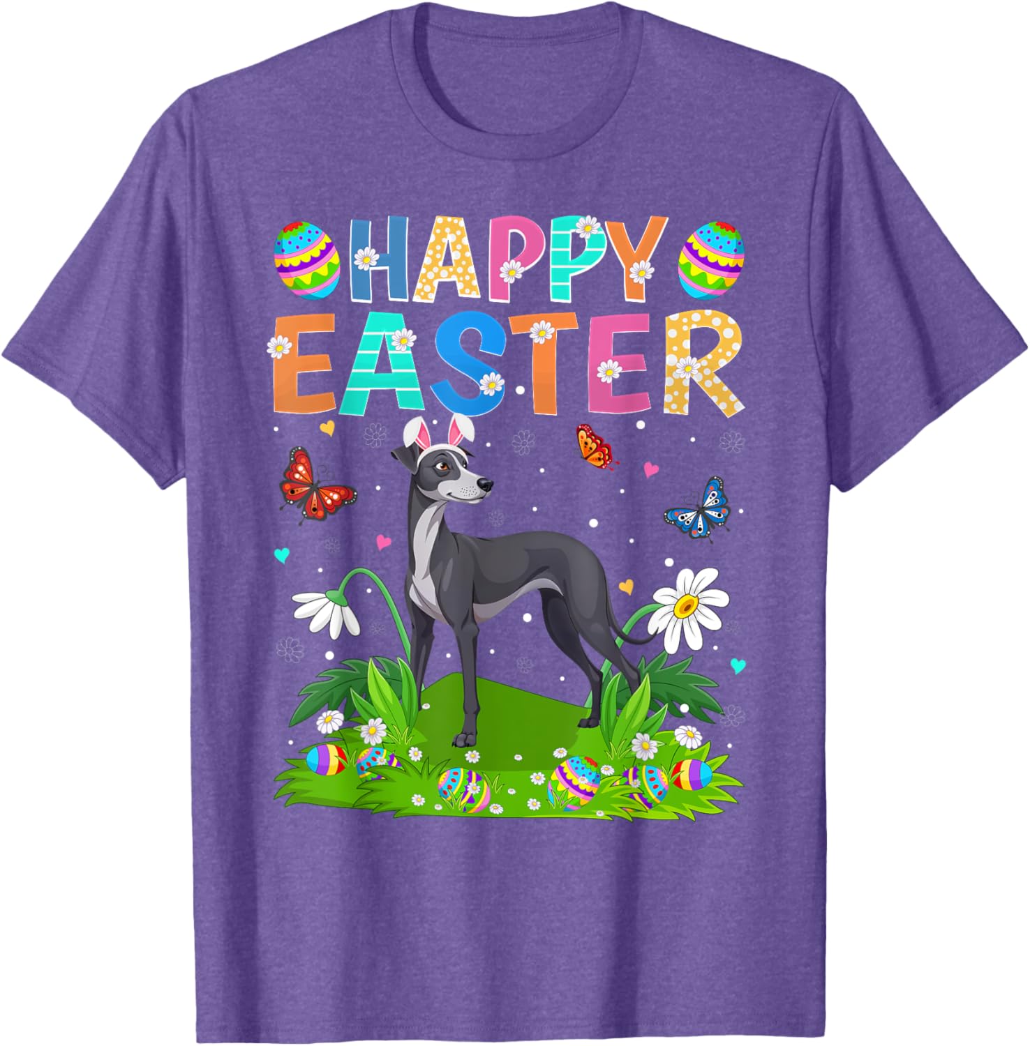 Greyhound Easter Egg Hunt T-Shirt with Bunny Ears for Dog Lovers - 3