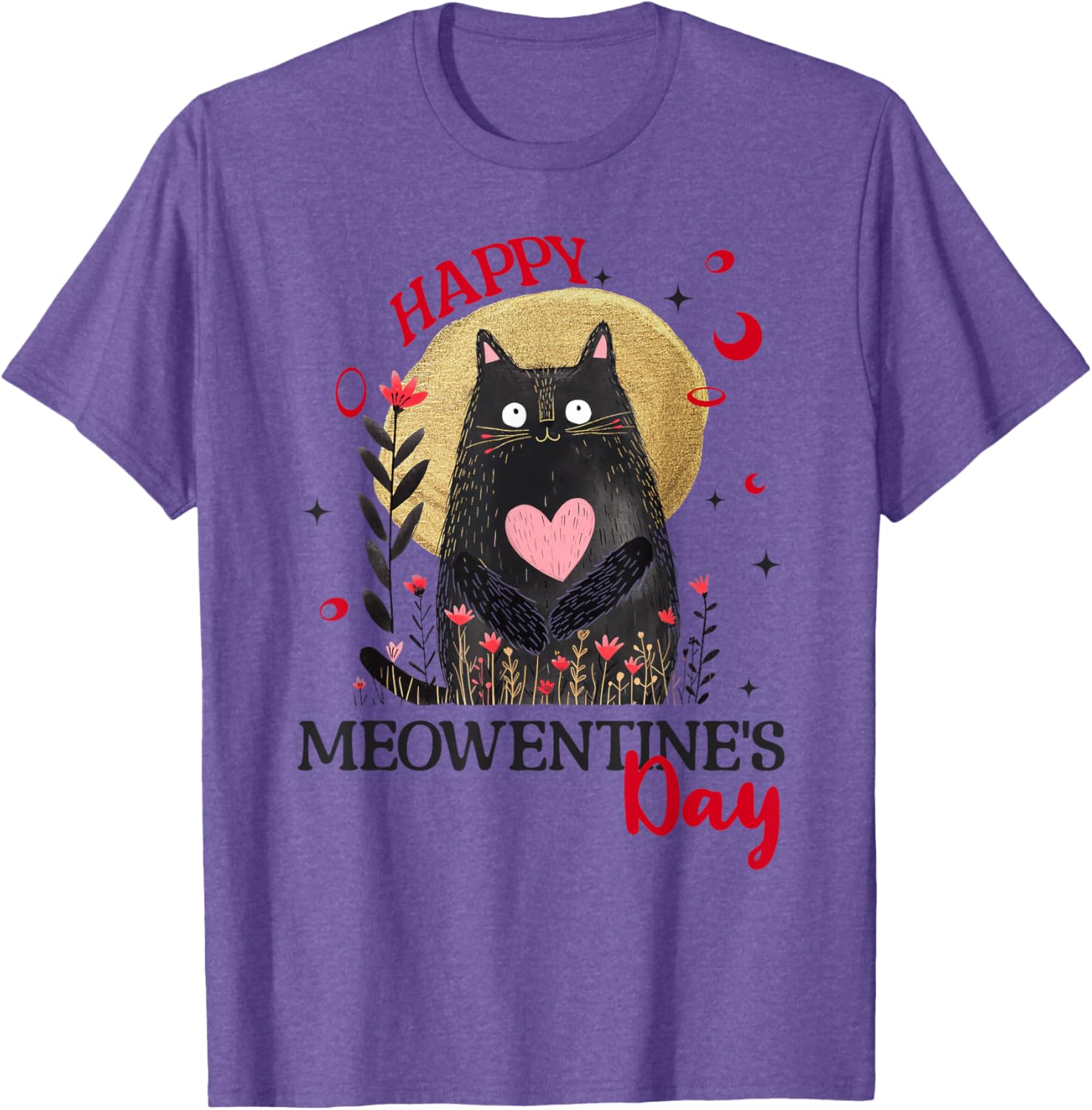 Funny Happy Meowentine's Day Cat T-Shirt for Girls and Women - 4
