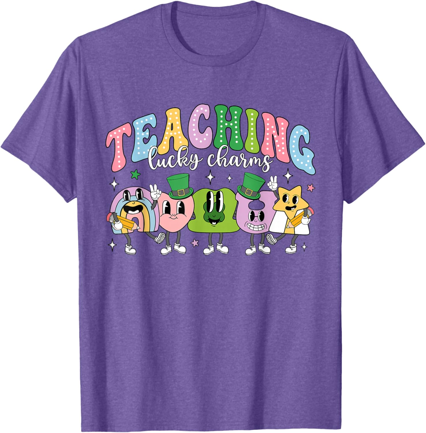 Funny Retro St Patricks Day T-Shirt for Teachers with Lucky Charms Design - 22