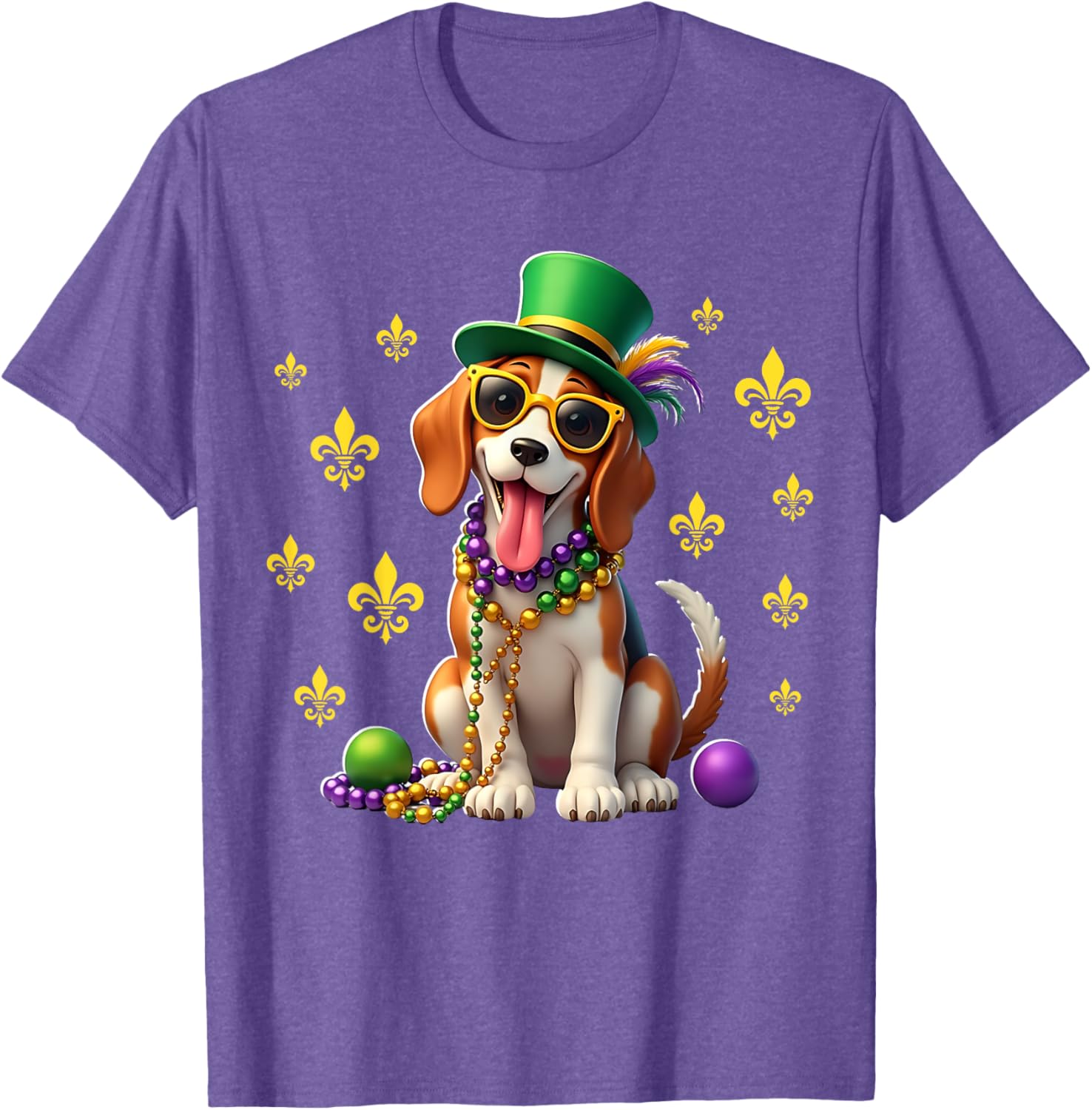 Beagle Mardi Gras Costume T-Shirt for Carnival Fun and Festivities - 26
