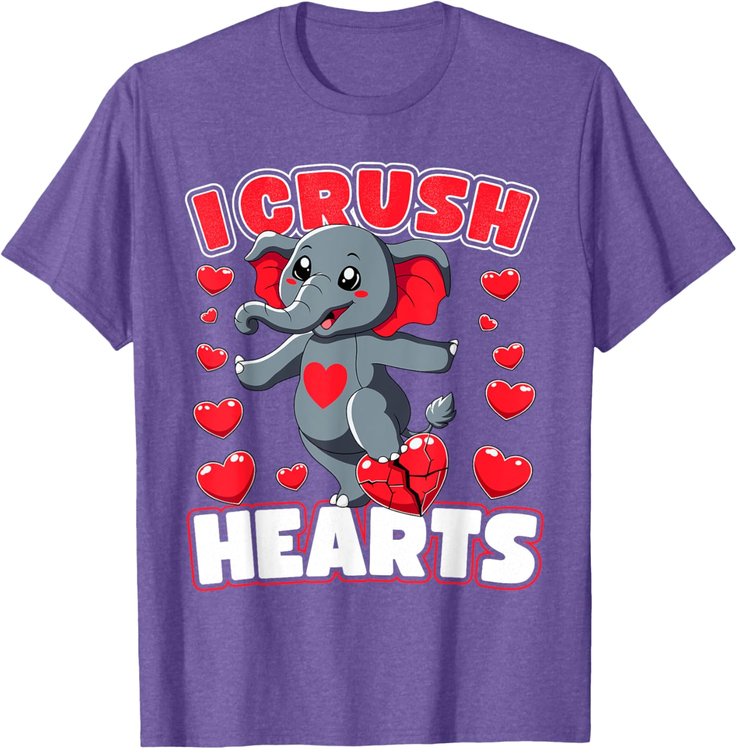 I Crush Hearts Elephant Valentine's Day T-Shirt for Boys and Toddlers - 9