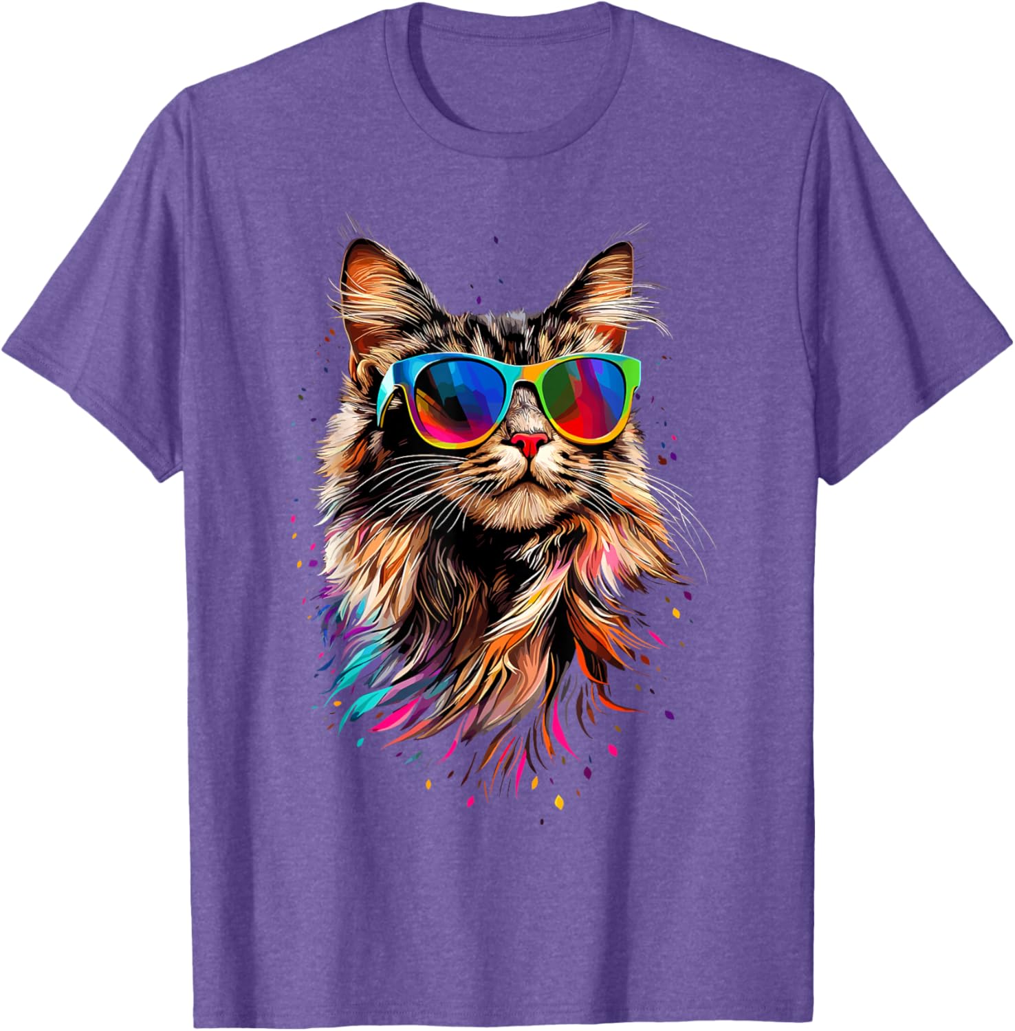 Cute Maine Coon Cat Sunglasses T-Shirt for Cat Lovers - Fun Apparel - 18