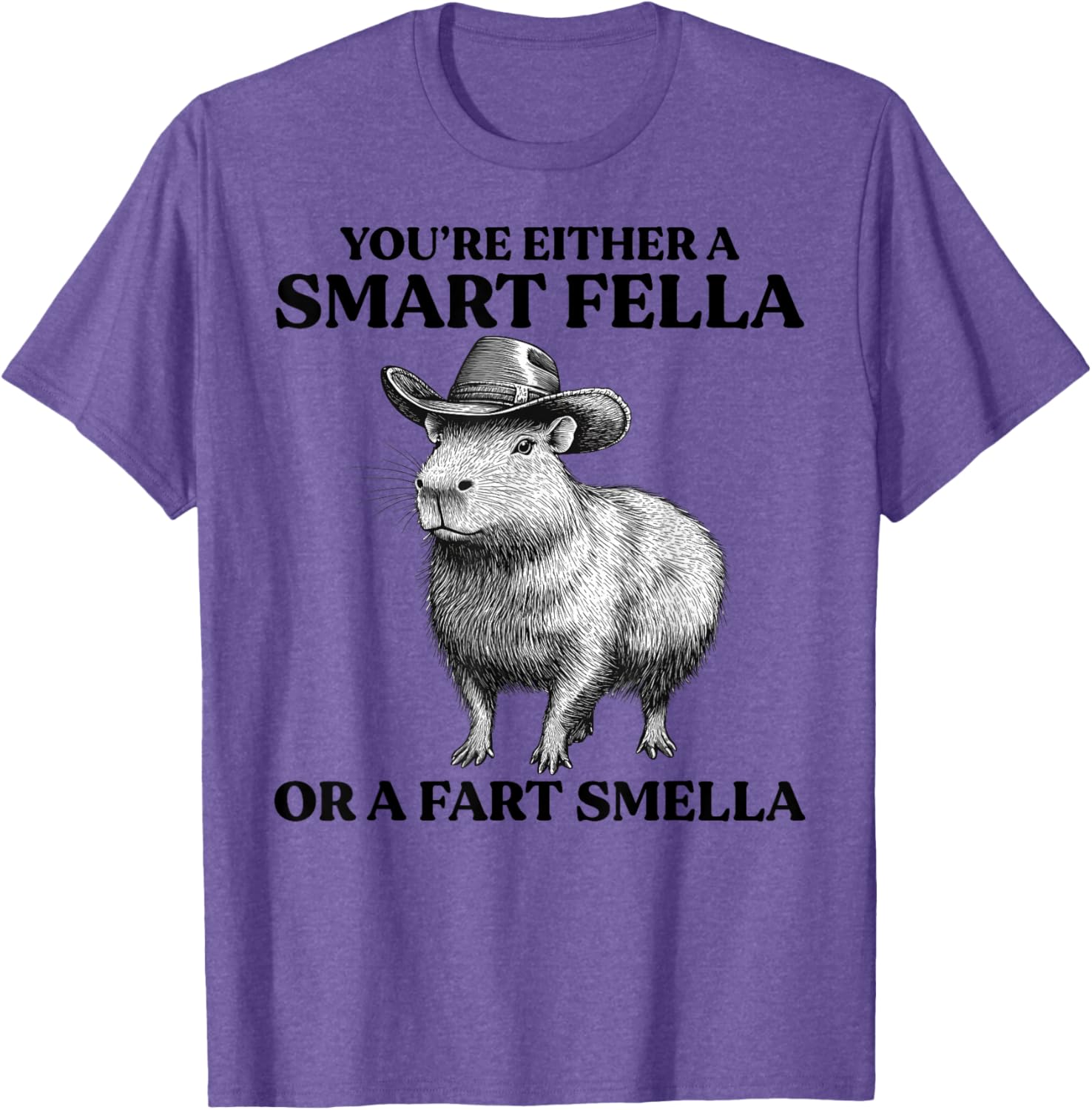 Funny Capybara T-Shirt You're Either A Smart Fella Or A Fart Smella - 3