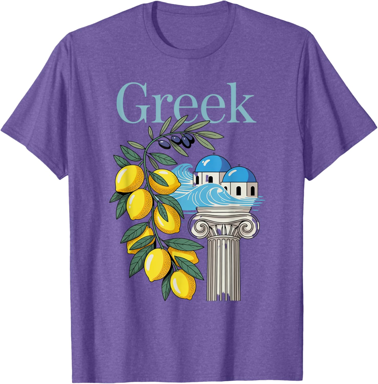 Greek Culture T-Shirt Featuring Lemons and Iconic Architecture Souvenir - 12