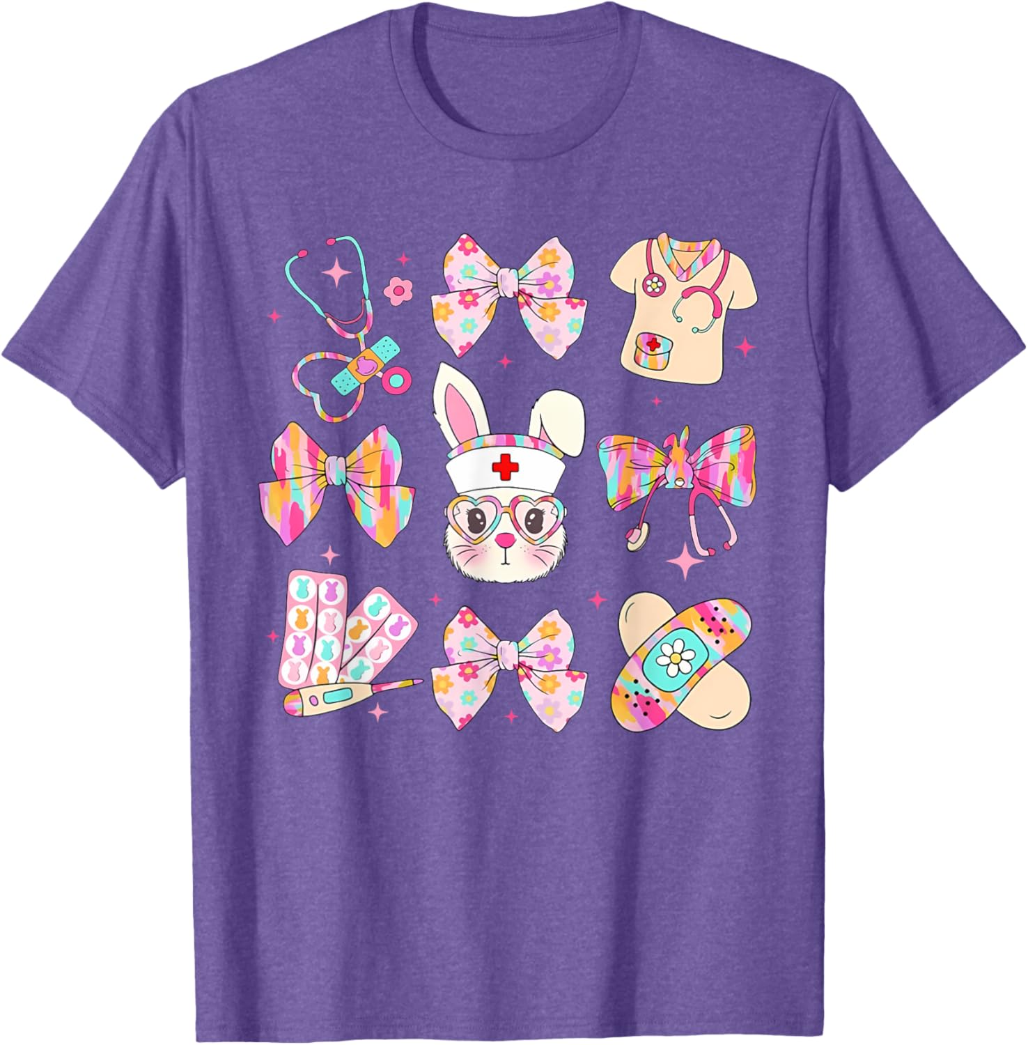 Easter Bunny T-Shirt for Nurses with Coquette Bow - Happy Easter Style - 2