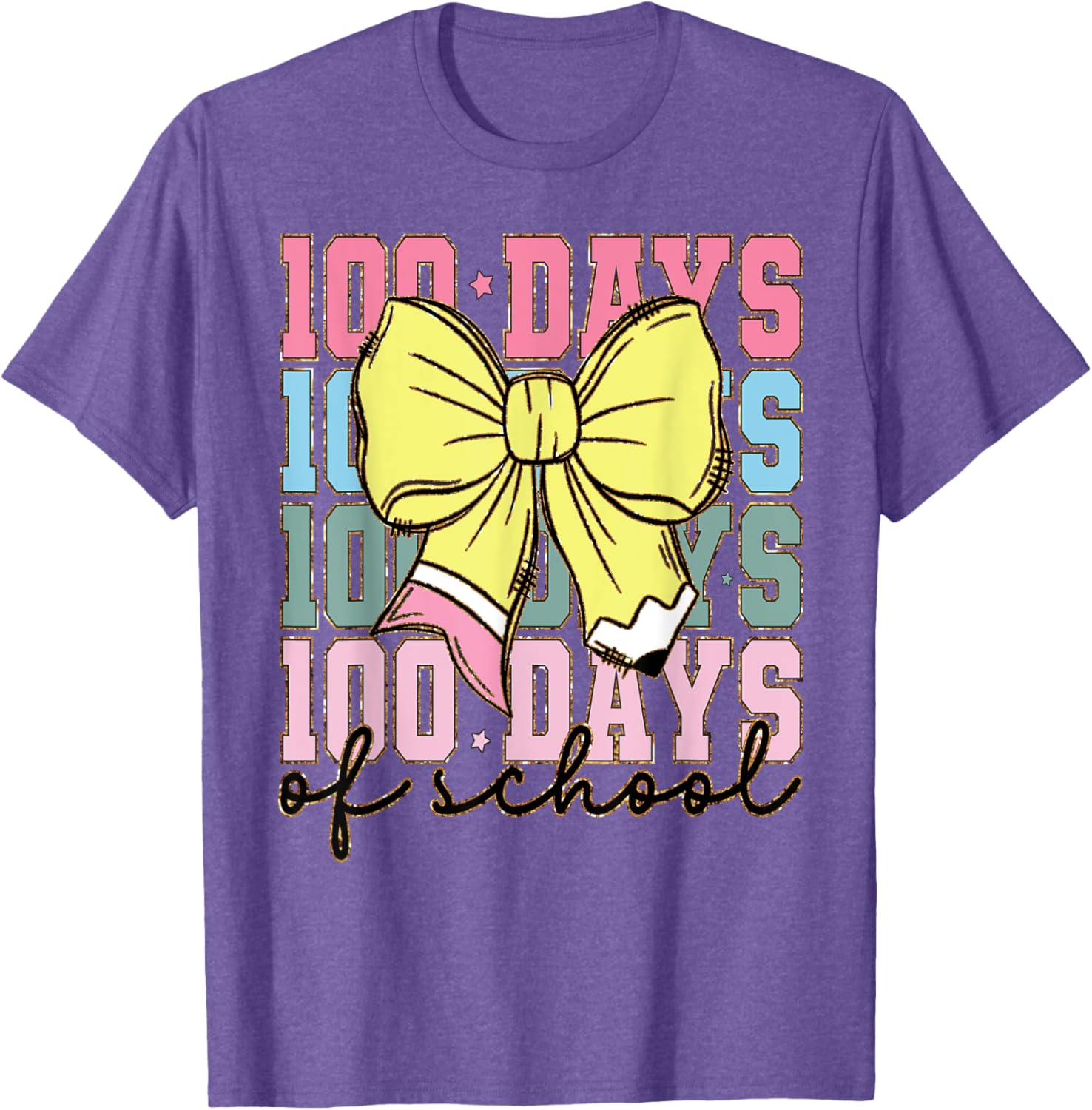 Cute 100 Days of School Coquette Bow T-Shirt for Girls - 4