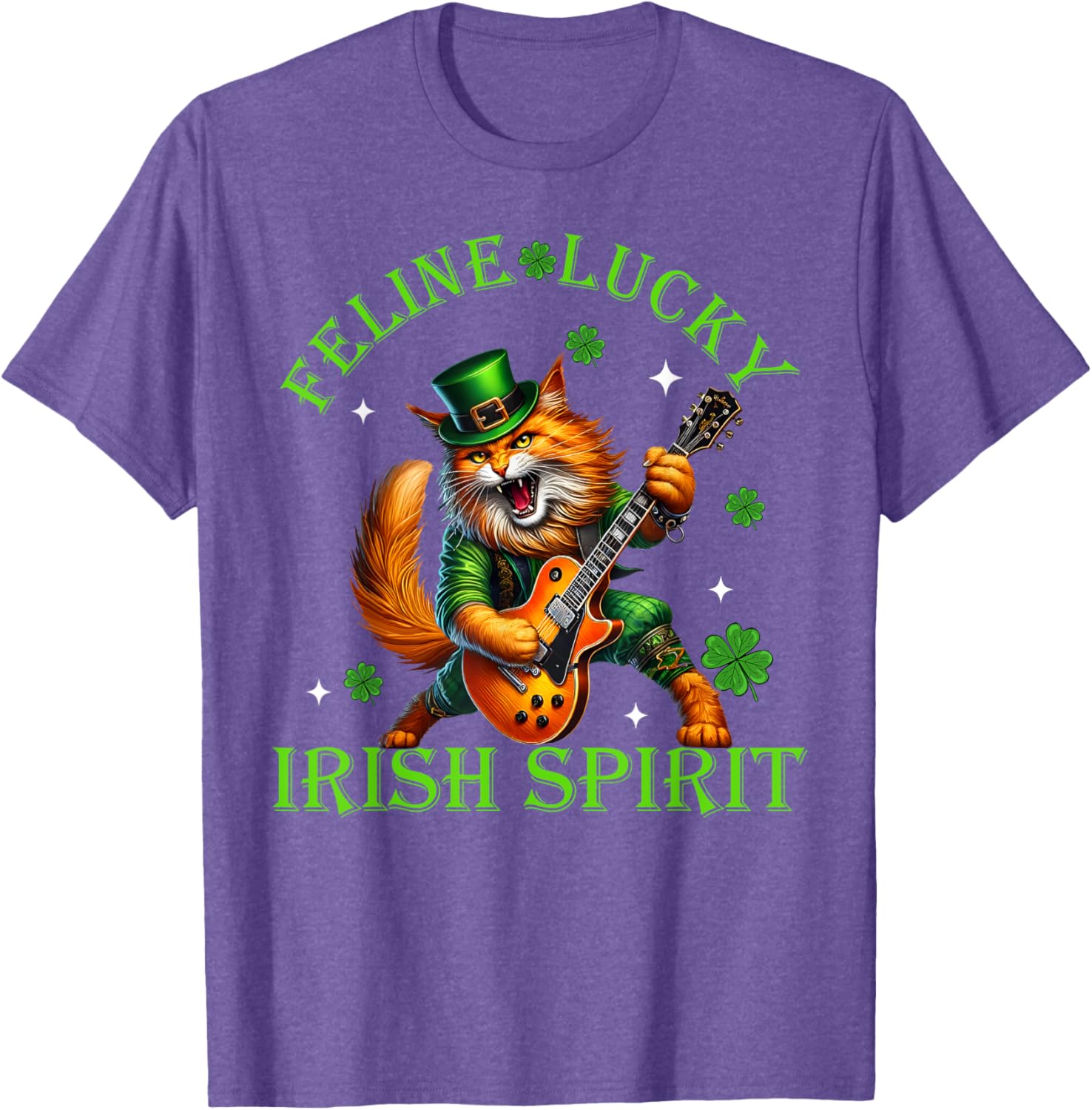 Feline Lucky St. Patrick's Day Cat Rocker T-Shirt for Men, Women, Kids - 12