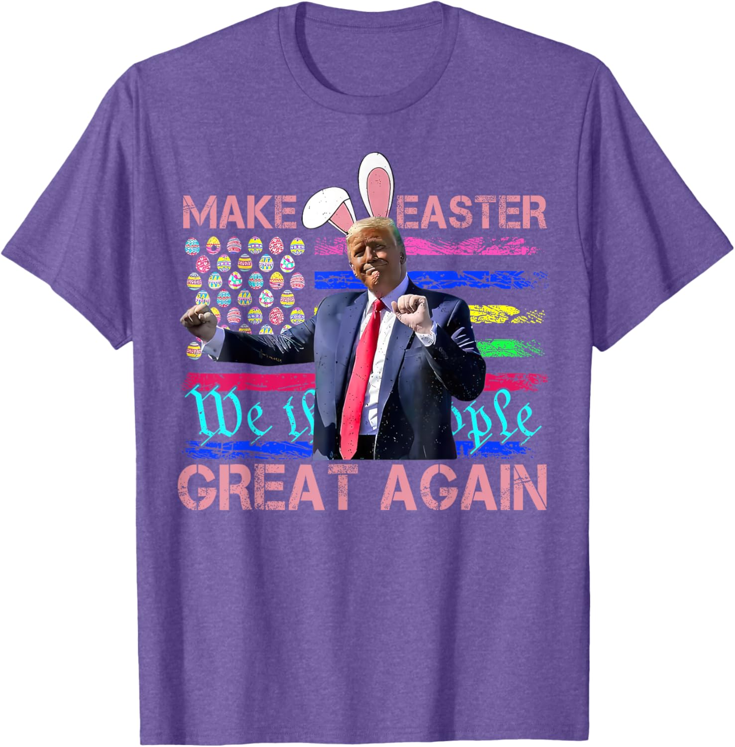 Funny Trump Dancing Easter T-Shirt with USA Flag for Holiday Fun - 1