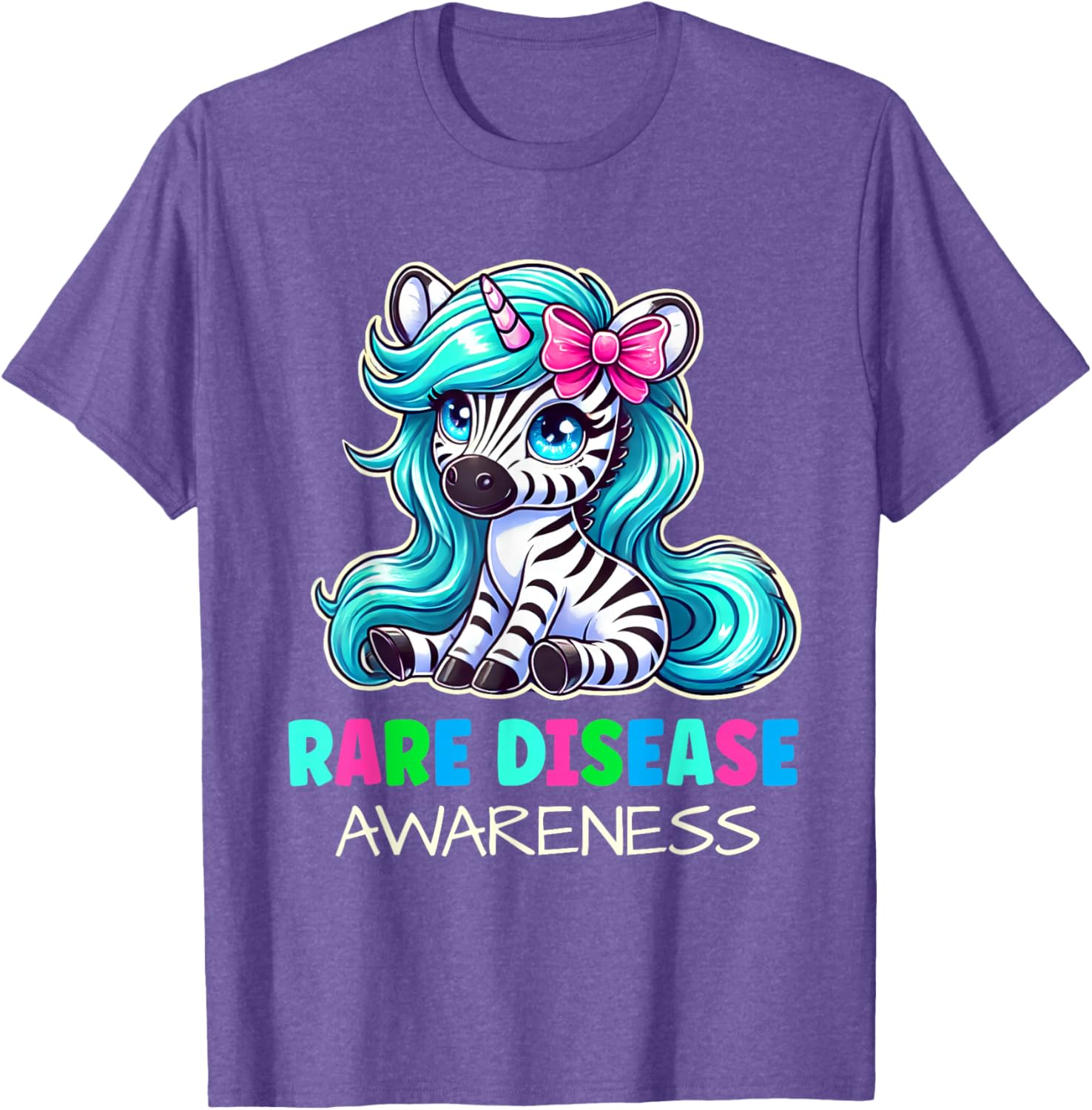 Rare Disease Awareness Zabra Ribbon Kids T-Shirt for Rare Disease Day - 7