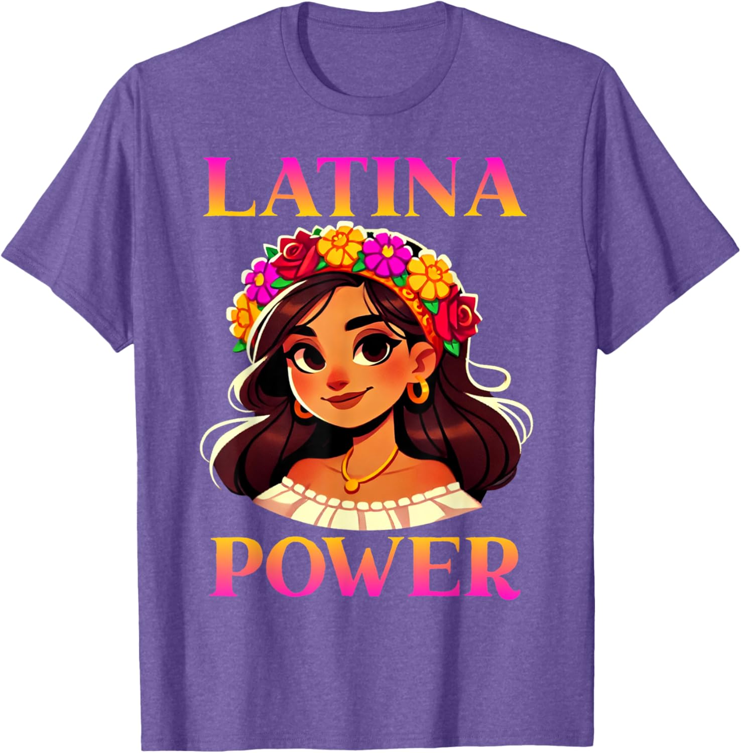 Latina Power Floral Headband T-Shirt for Proud Mexican Women - 3
