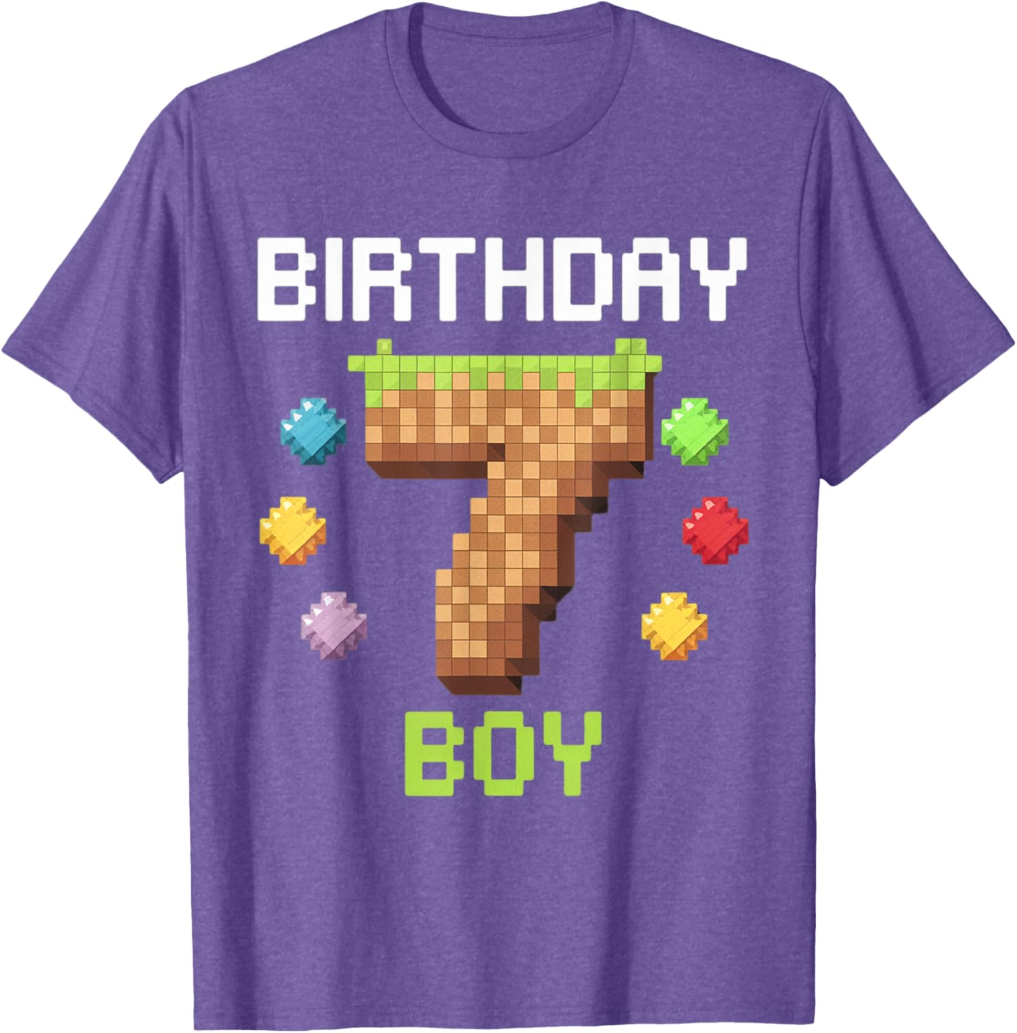 Birthday Boy Gamer 7th Birthday Pixel Number T-Shirt for Kids - 6