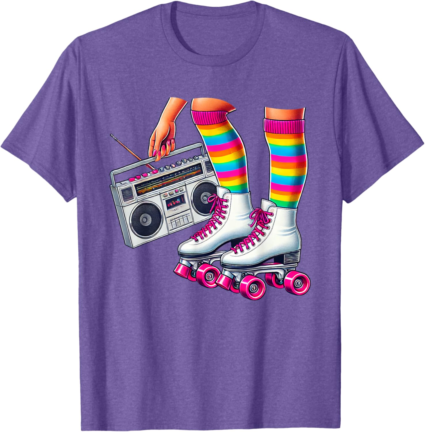 Funny 80s Roller Disco Skating Girl T-Shirt for Retro Fans - 21