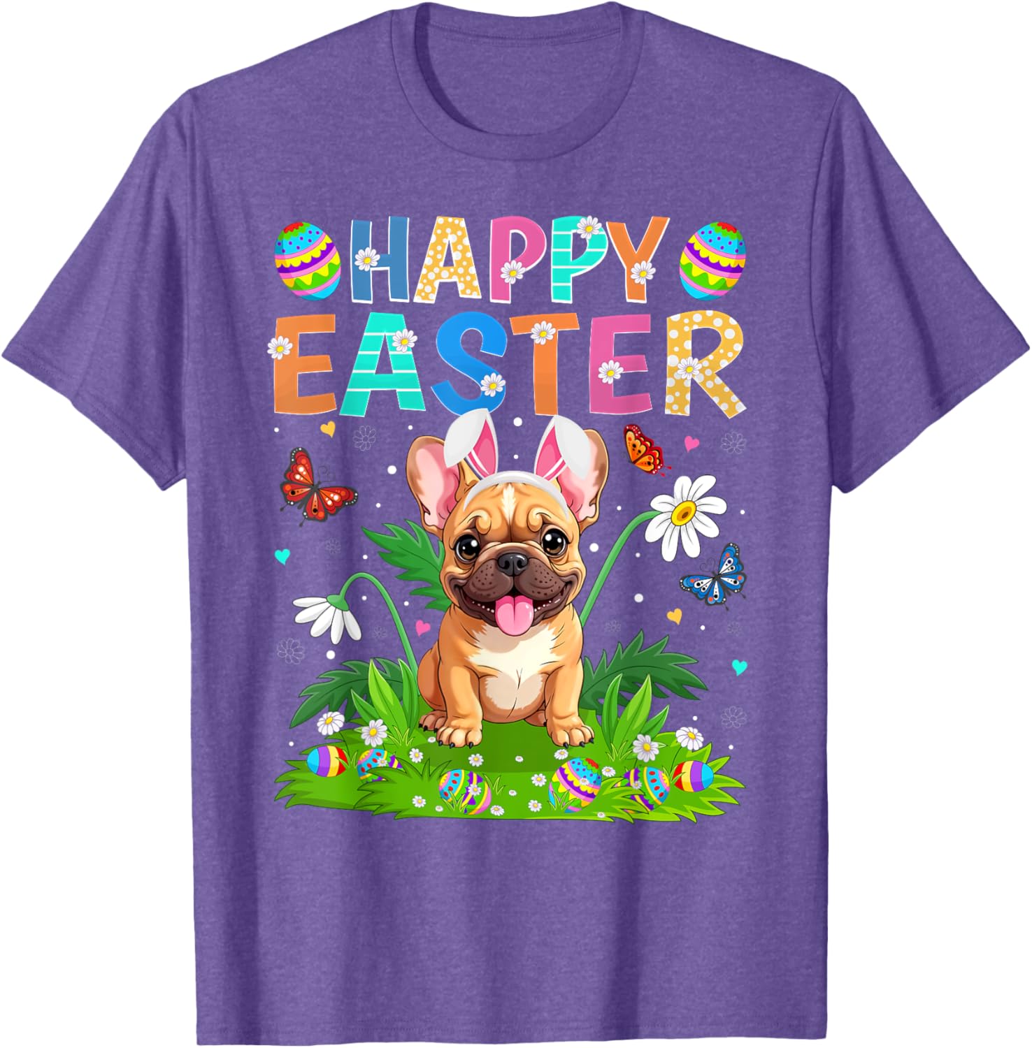 Happy Easter French Bulldog Bunny Ear Egg Hunt T-Shirt for Pet Lovers - 5