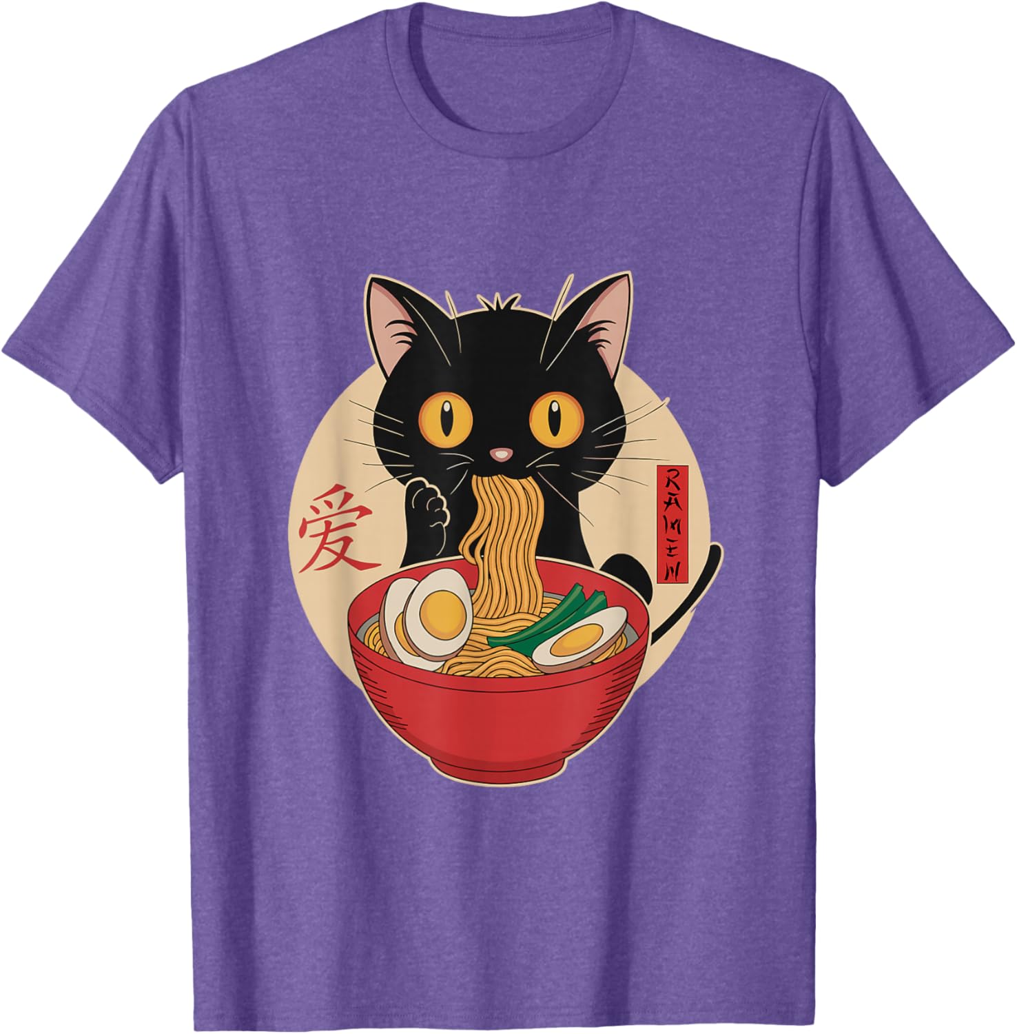 Cute Cat Eating Ramen Noodles Kawaii Anime T-Shirt for Cat Lovers - 12