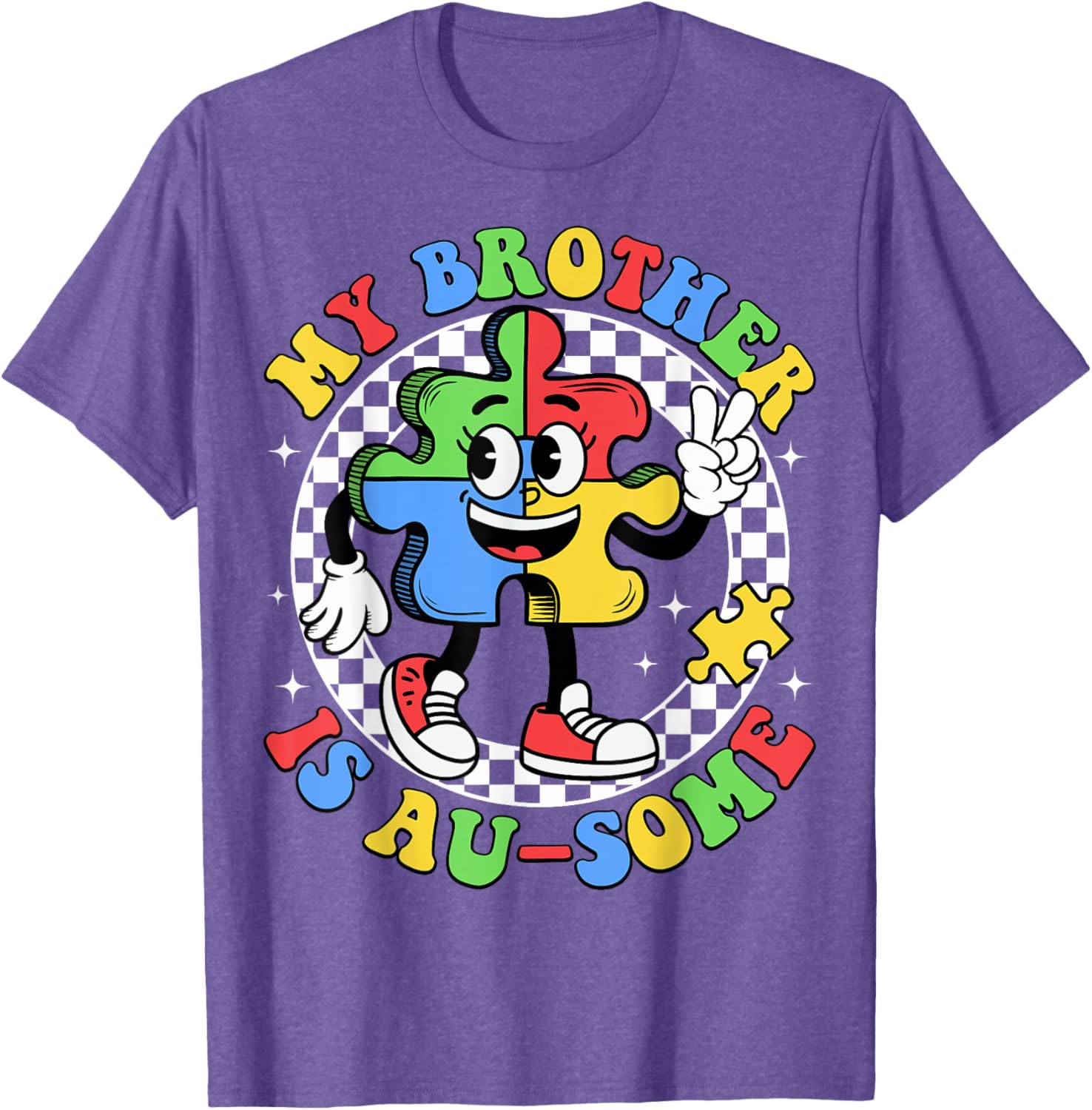 Retro Awesome Sister T-Shirt for Autism Awareness, Fun and Stylish Design - 8