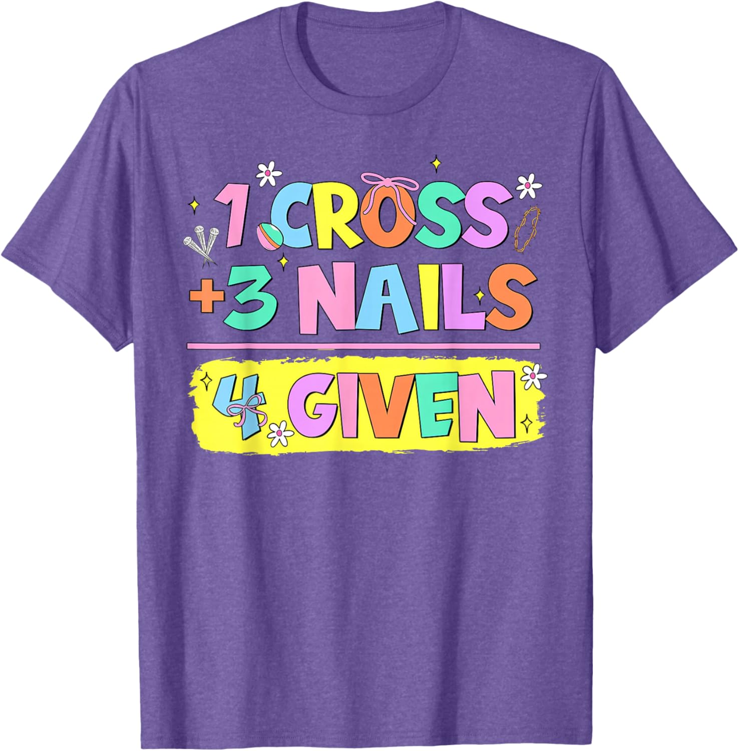 Happy Easter Christian T-Shirt with Cross and Nails Design for Believers - 24
