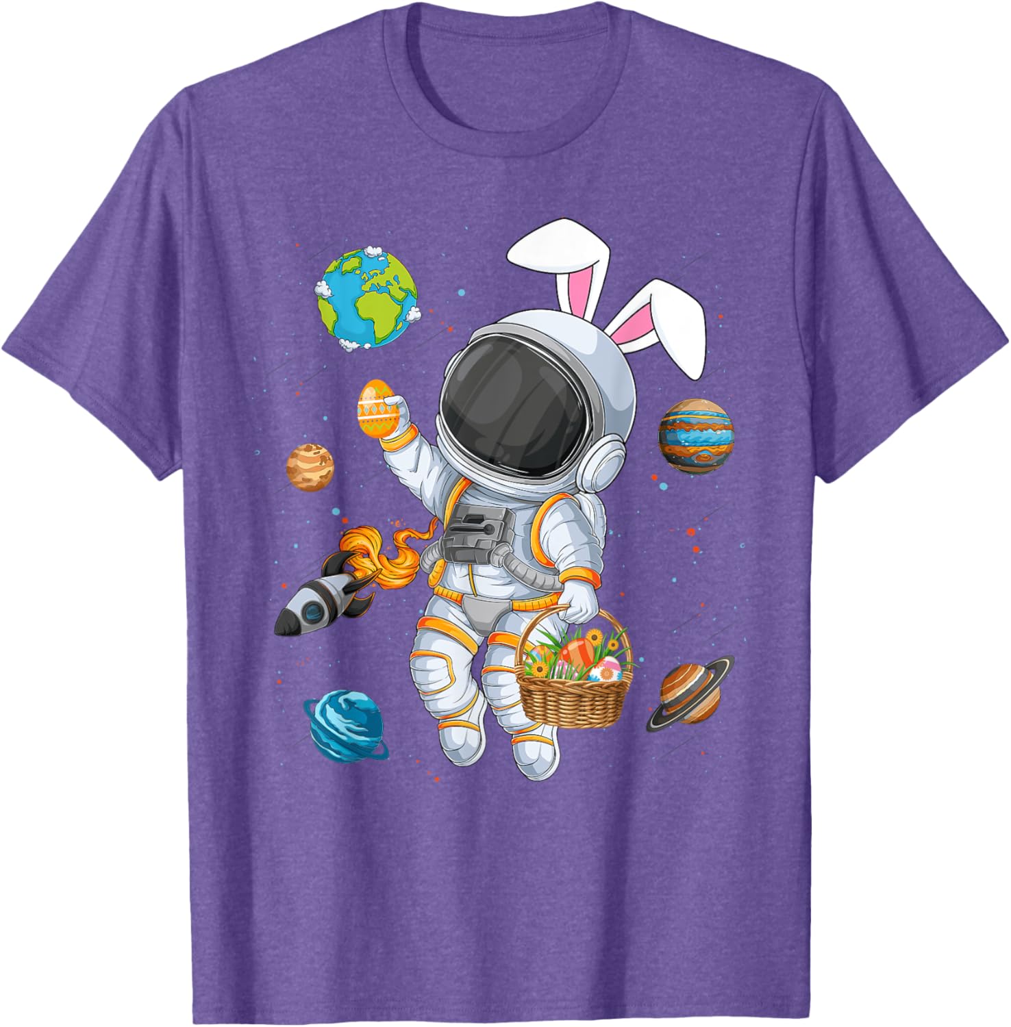 Funny Astronaut Bunny Ears Easter T-Shirt for Boys and Kids - 10