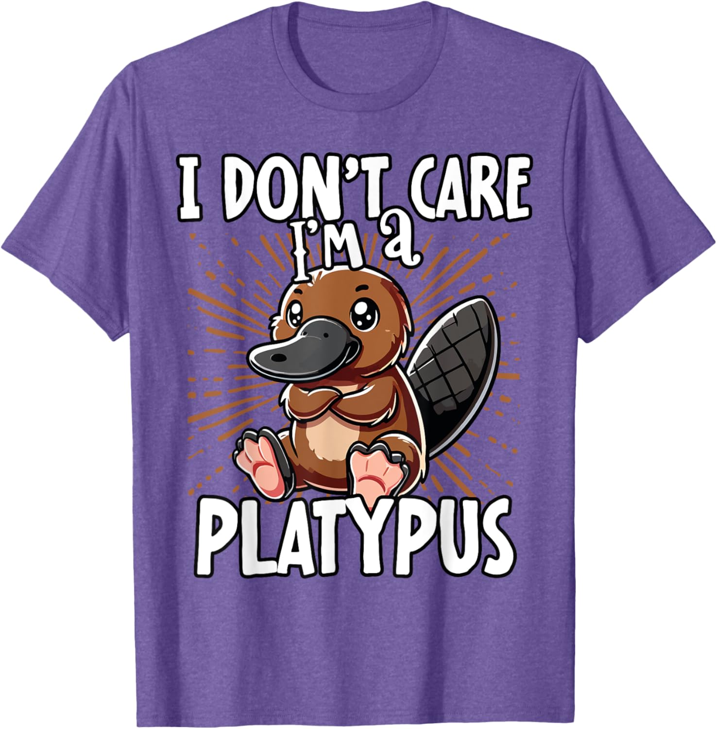 Cute Platypus T-Shirt I Don't Care Fun Animal Apparel for All Ages - 19