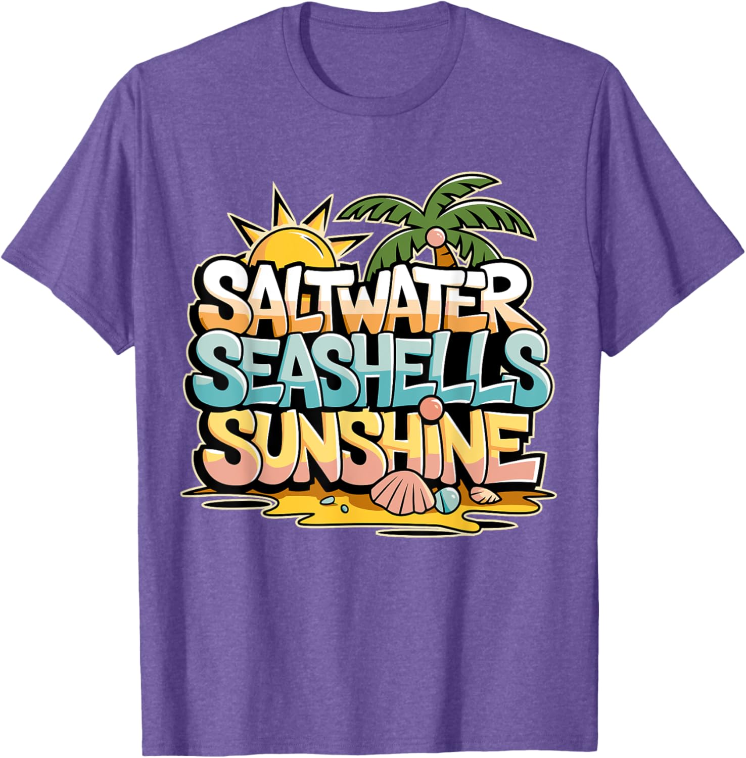 Funny Beach T-Shirt with Saltwater Seashells for Cruise Gifts - 6