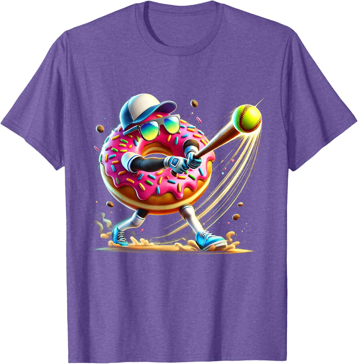 Donut Lover Softball Player T-Shirt Fun Sports Tee for All Ages - 13