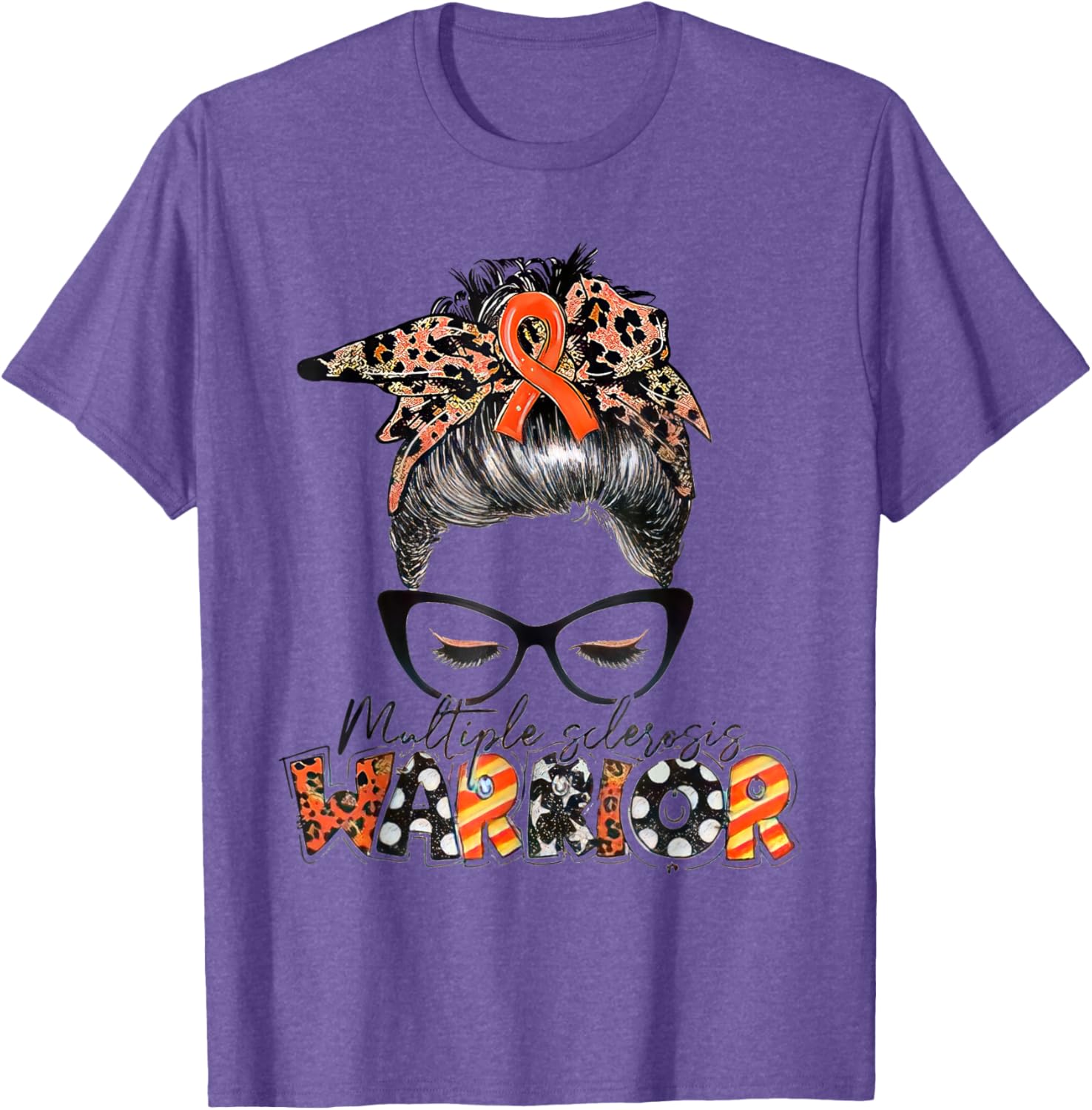 Multiple Sclerosis Warrior Messy Bun T-Shirt - MS Awareness Apparel - 7
