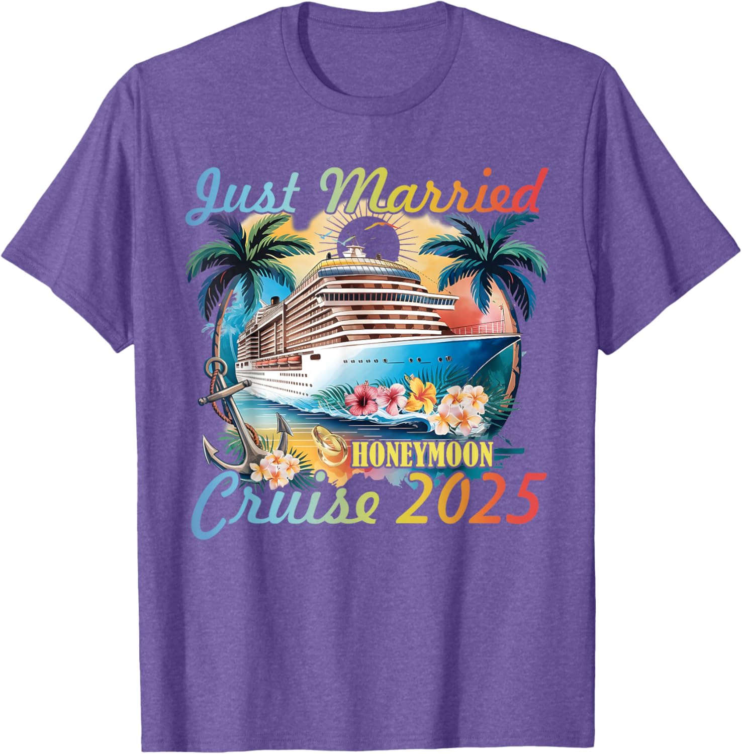 Just Married Honeymoon Cruise T-Shirt for Couples 2025 Adventure - 7