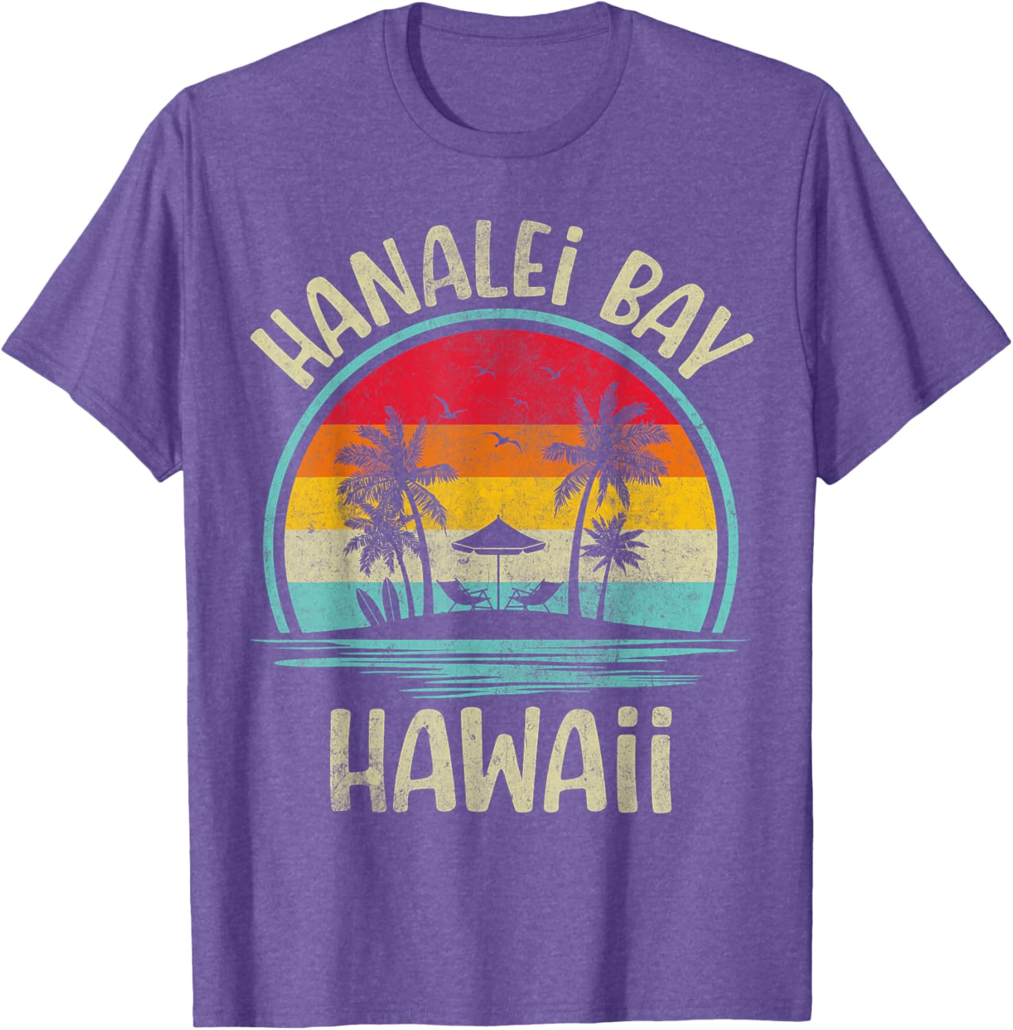 Hanalei Bay Beach Hawaii Palm Tree Family Summer Vacation T-Shirt - 10