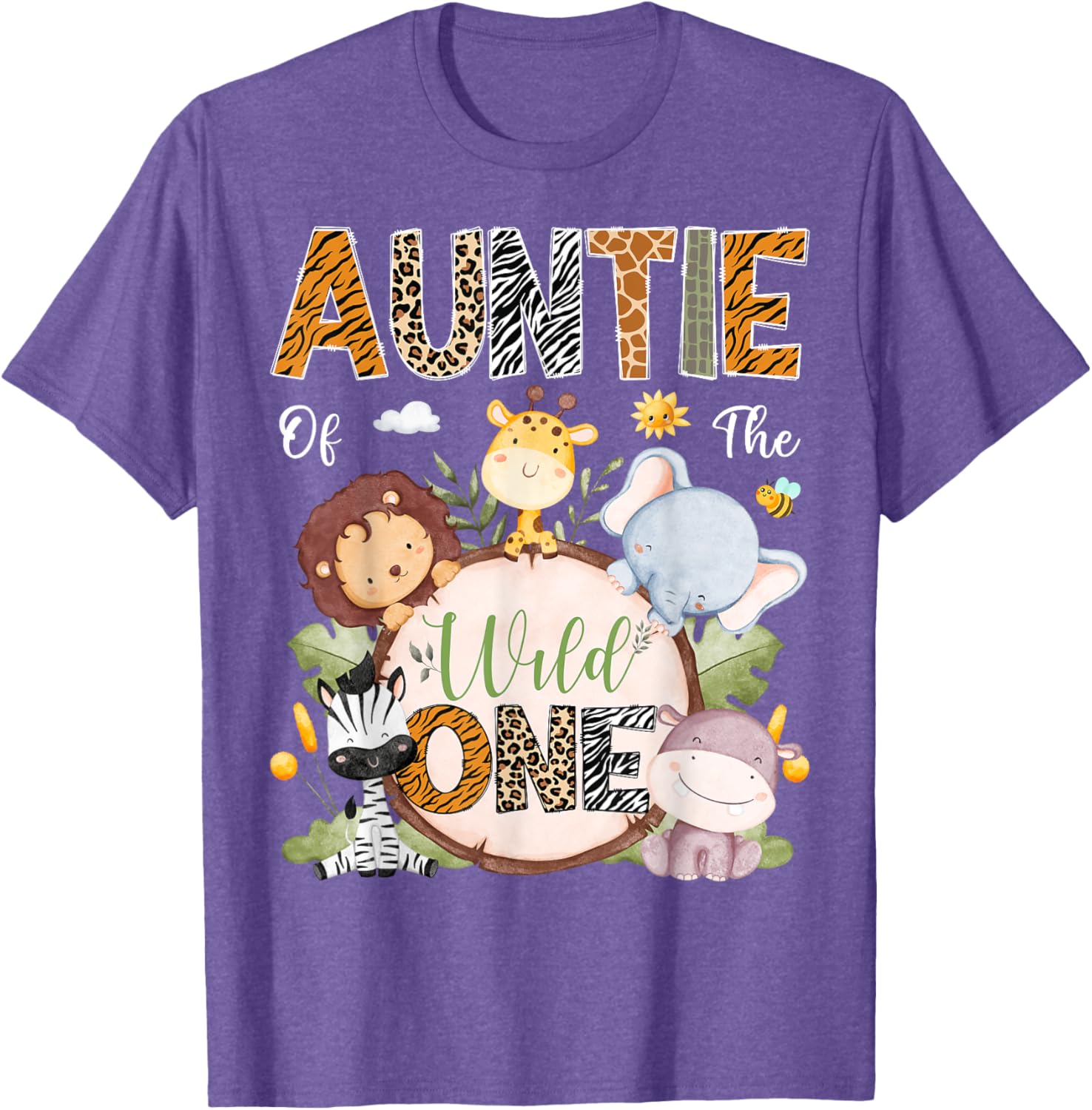 Auntie Of The Wild One 1st Birthday Safari Jungle Animals T-Shirt - 2