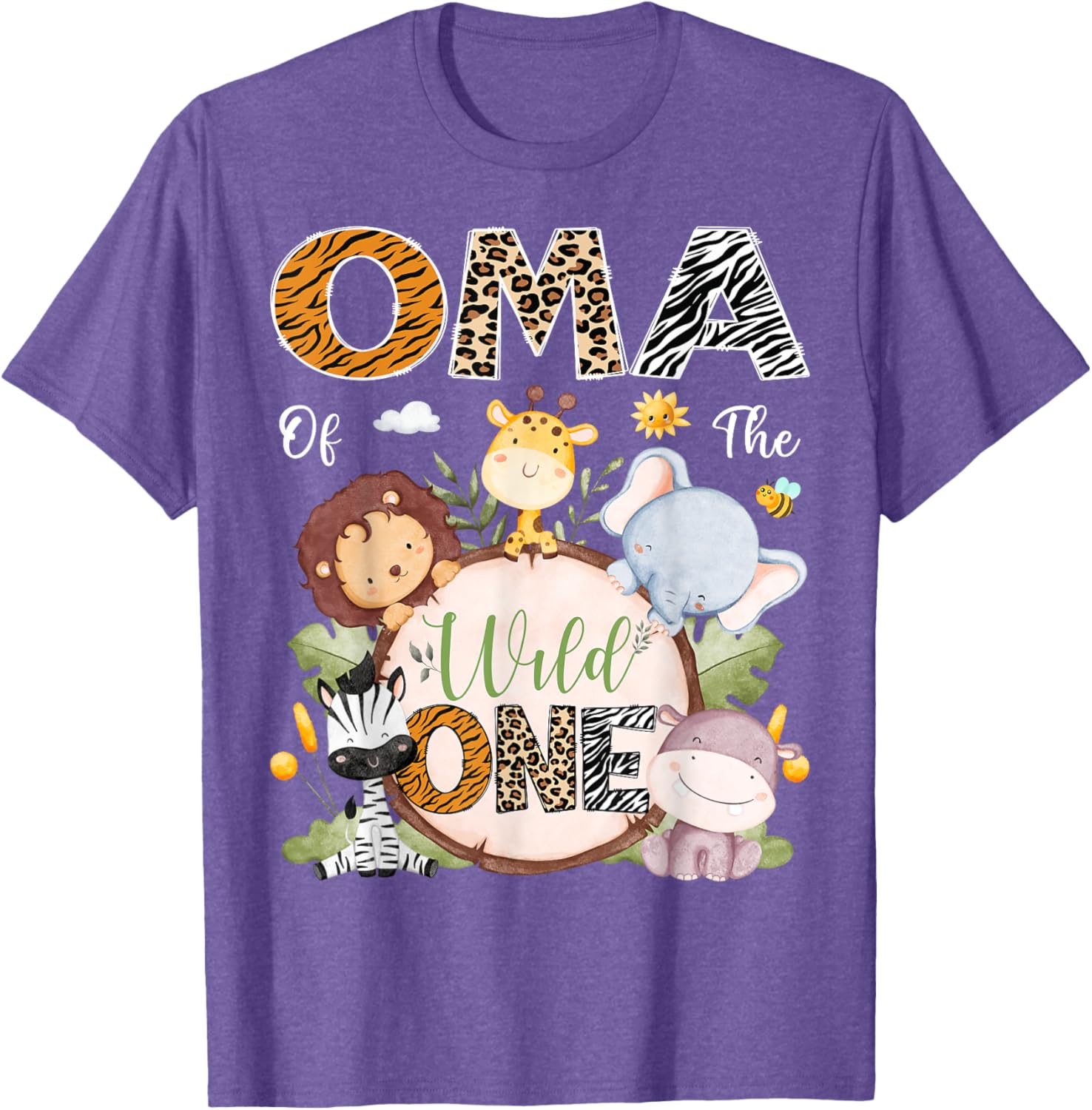 Oma Of The Wild One First Birthday Safari Jungle Animals T-Shirt - 7